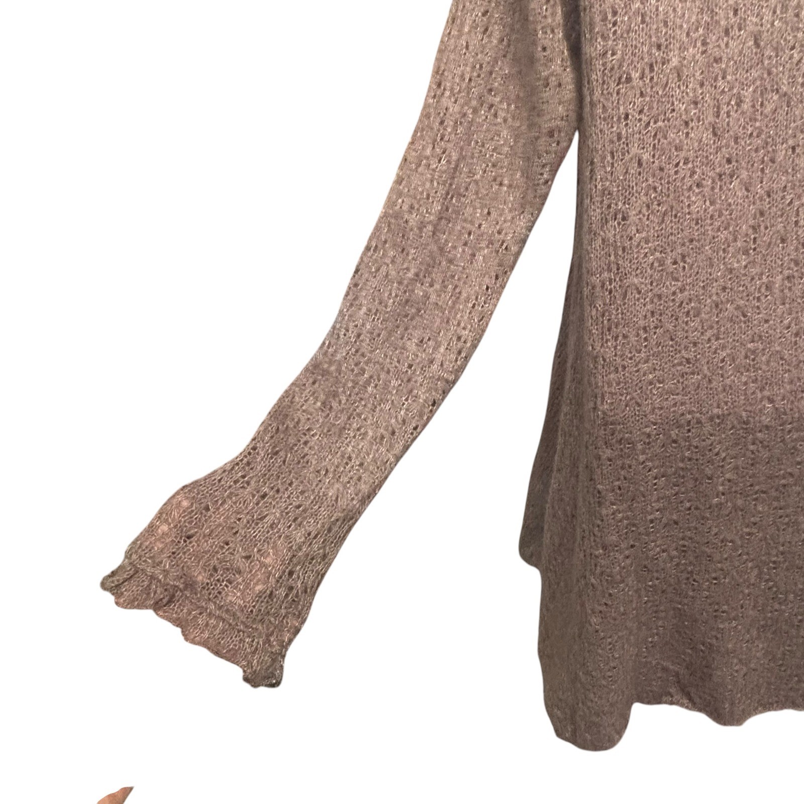 Pretty Angel Mauve Layered Ruffle Rosette Knit Tunic Dress XL Boho Lagenlook