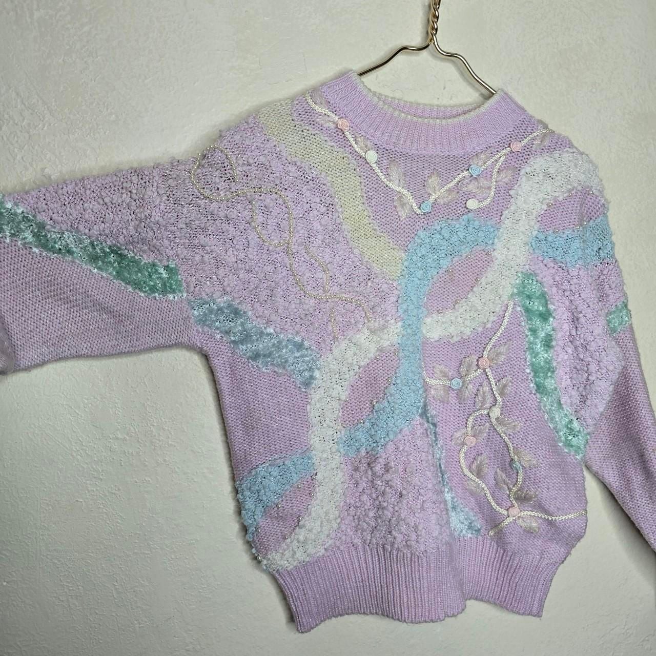 Jaclyn Smith Vintage Pastel Mixed Media Pearl Knit Sweater