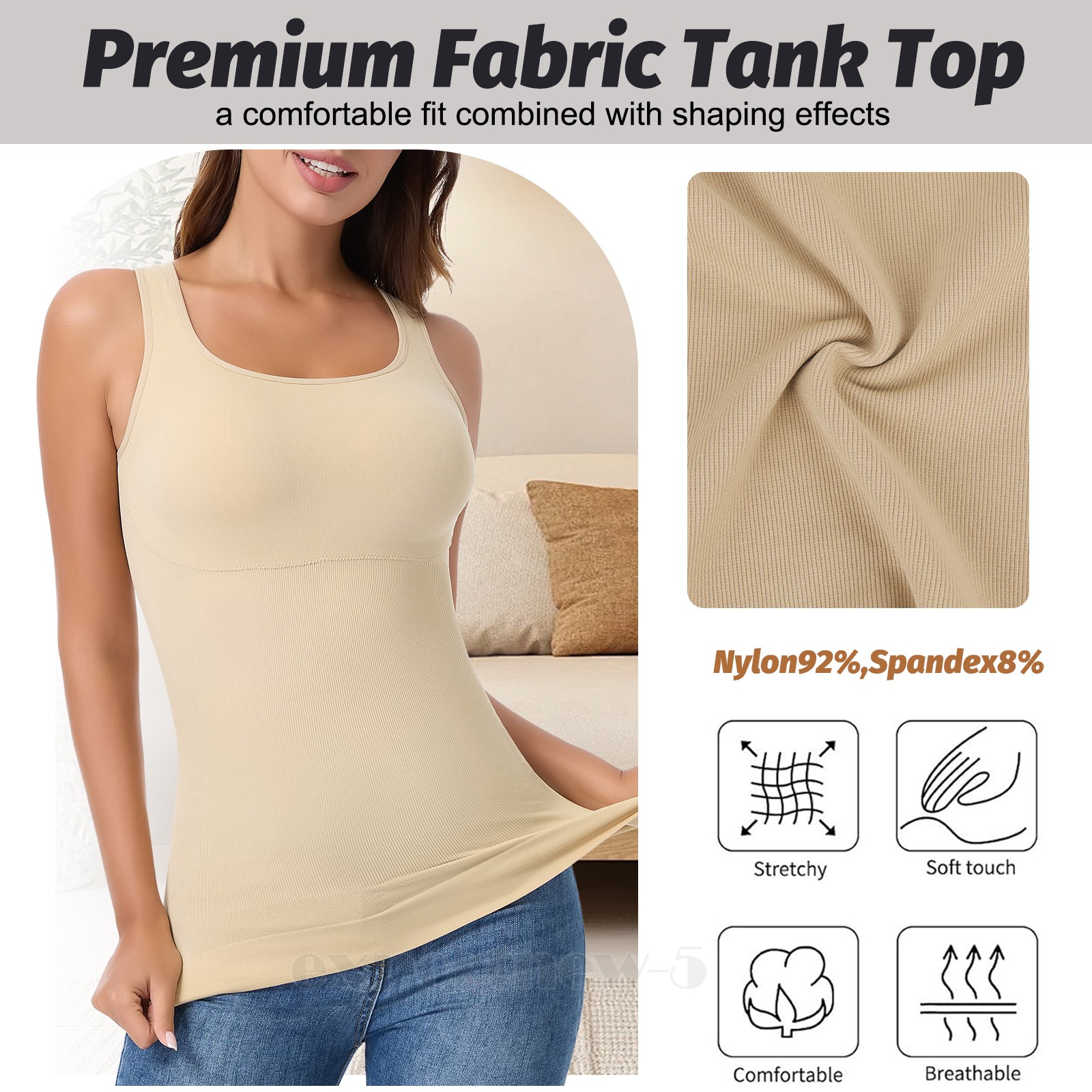 Women Slimming Body Shaper Belly Compression Vest Girdle Built-in Bra Tank Top