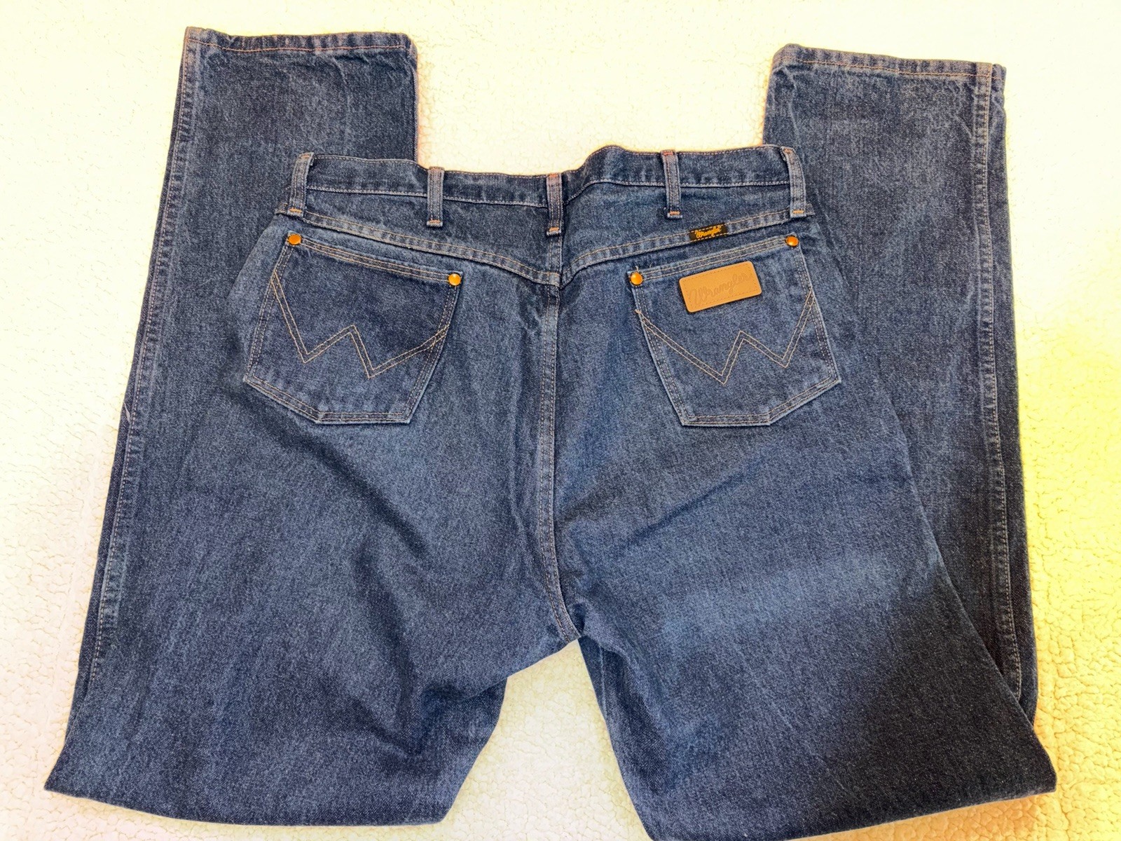 Wrangler 13MWZPW Dark Wash Original Cowboy Cut Blue Jeans Mens 37×36 Prewashed