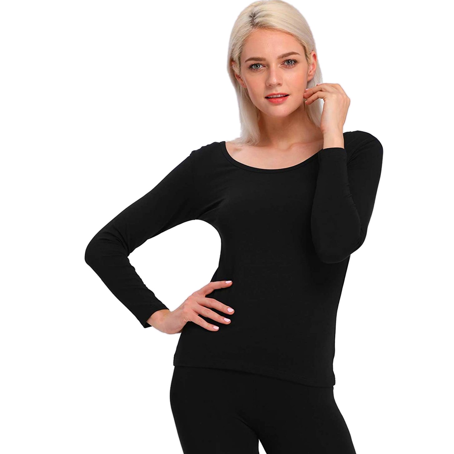 Womens Ladies Winter Ultra-Soft Fleece Lined Thermal Top & Bottom Underwear Set