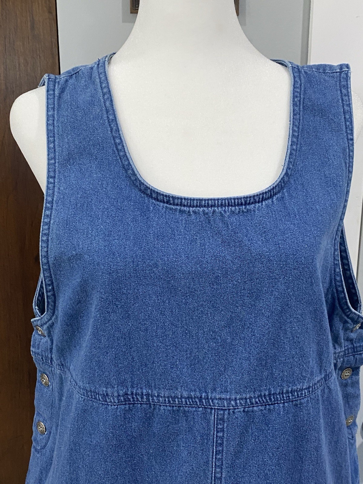 Blue J denim Ladie’s L dress jumper midi side buttons pockets