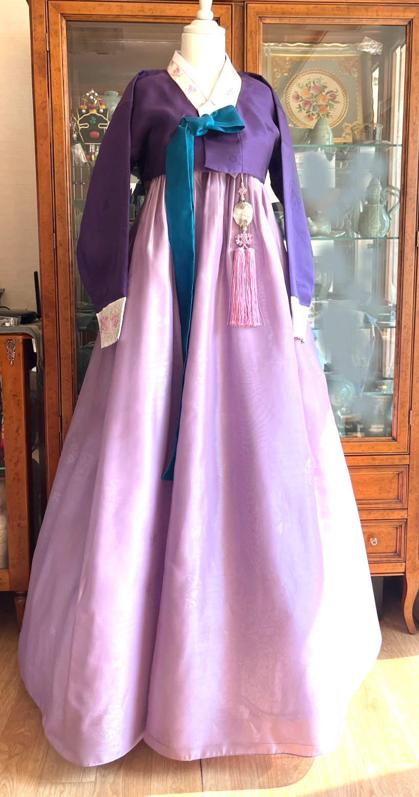 Korean Traditional Dress Hanbok Set-Purple Top Lavender Skirt / Undergarments