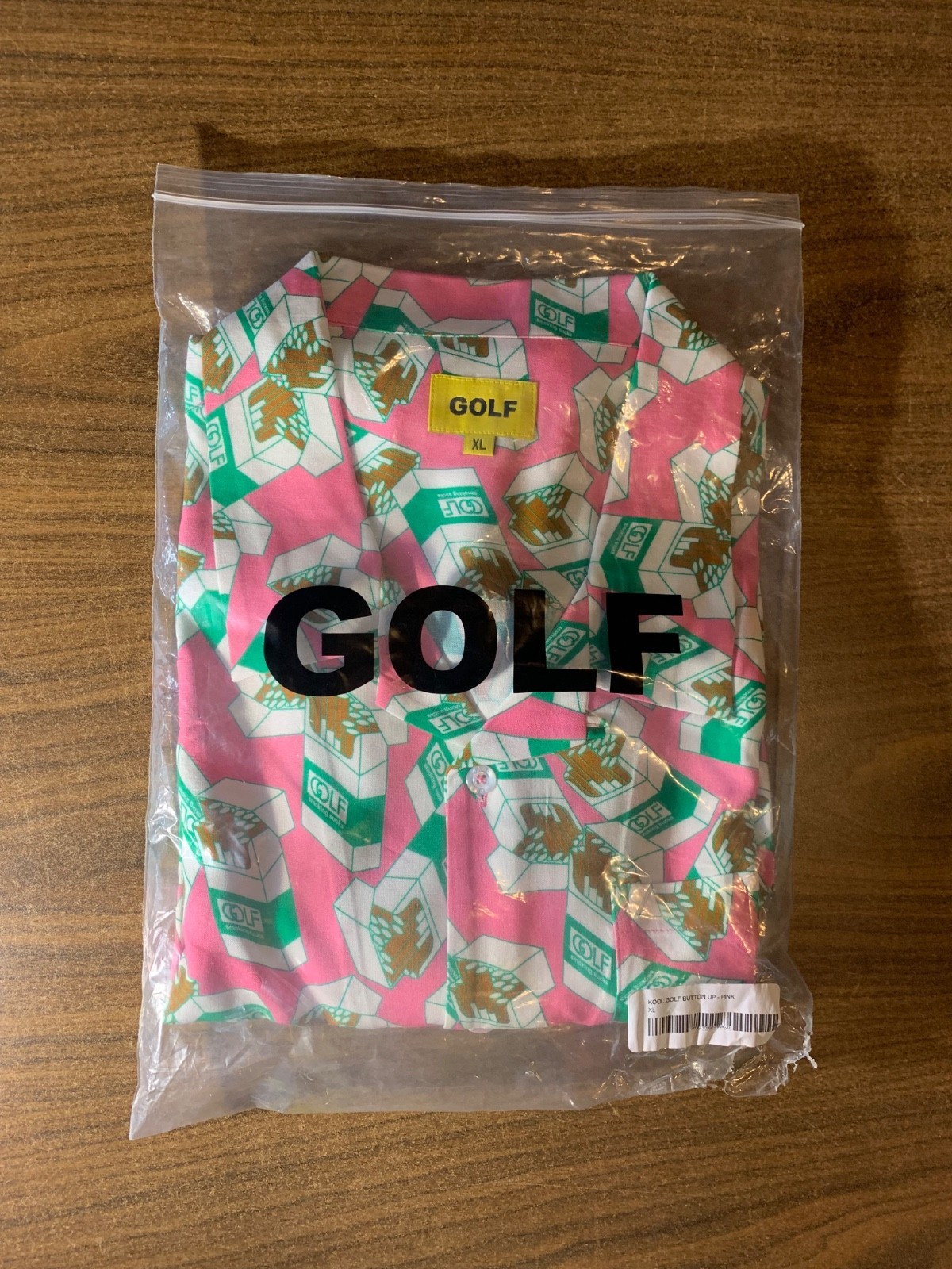Golf Wang Mens Pink Green Smoking Sucks Button Up Shirt Sz XL. New with Stain.