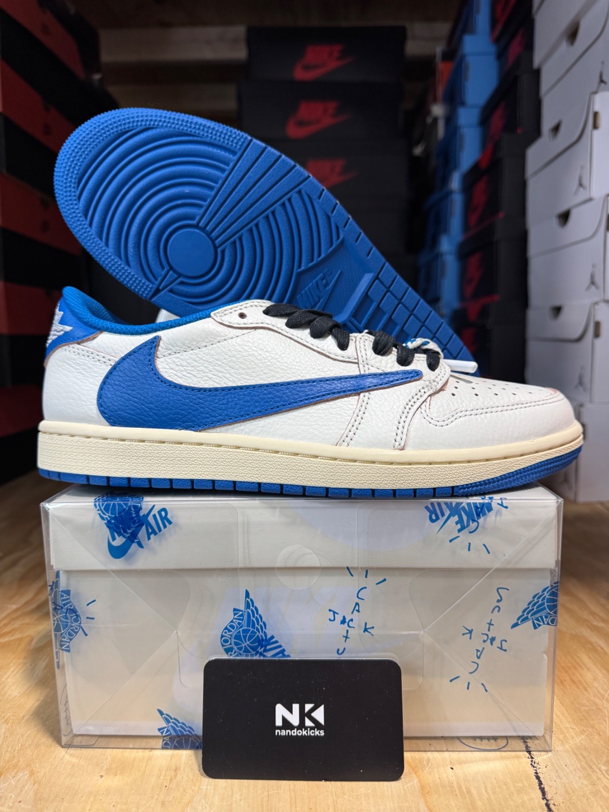 Fragment Design x Travis Scott x Jordan 1 Low OG SP ‘Sail Military Blue’ MENS SZ