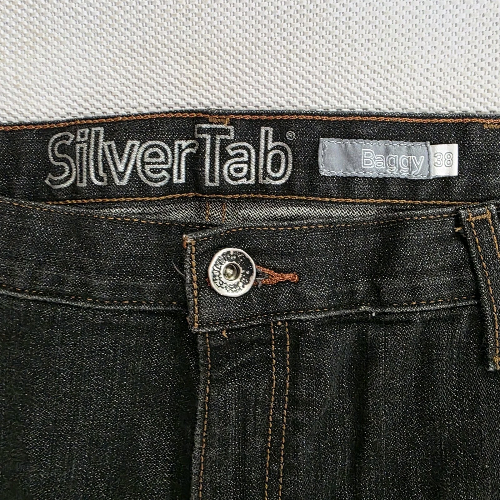 Levi’s Men’s Silvertab Black Denim Jeans Straight Leg Baggy Fit Dark 38×32