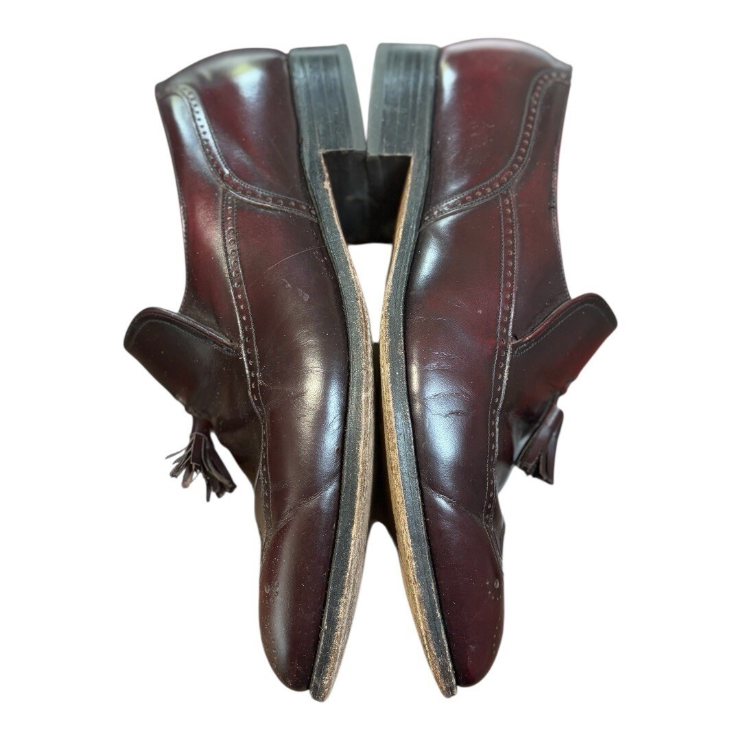 Florsheim Tassel Wingtip Loafers Men 9.5 D Burgundy Leather Brogue Slip On Shoes