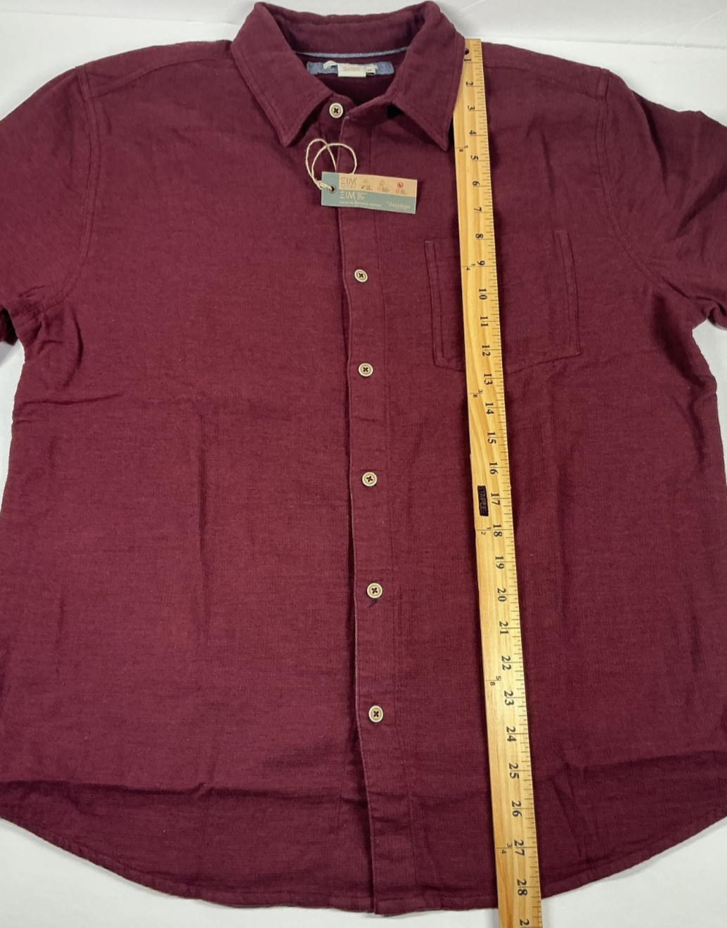 Carbon 2 Cobalt Shirt Mens Medium M Burgundy Red Waffle Knit Button Up NWT