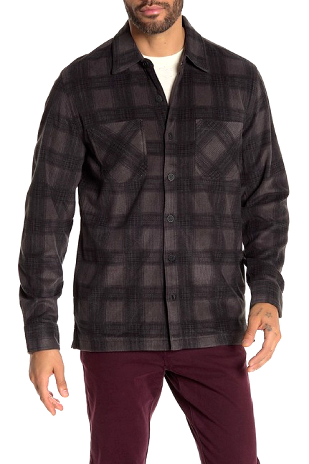 MENS WEATHERPROOF LONG SLEEVE PLAID BUTTON UP SHIRT JACKET NAVY or GRAY
