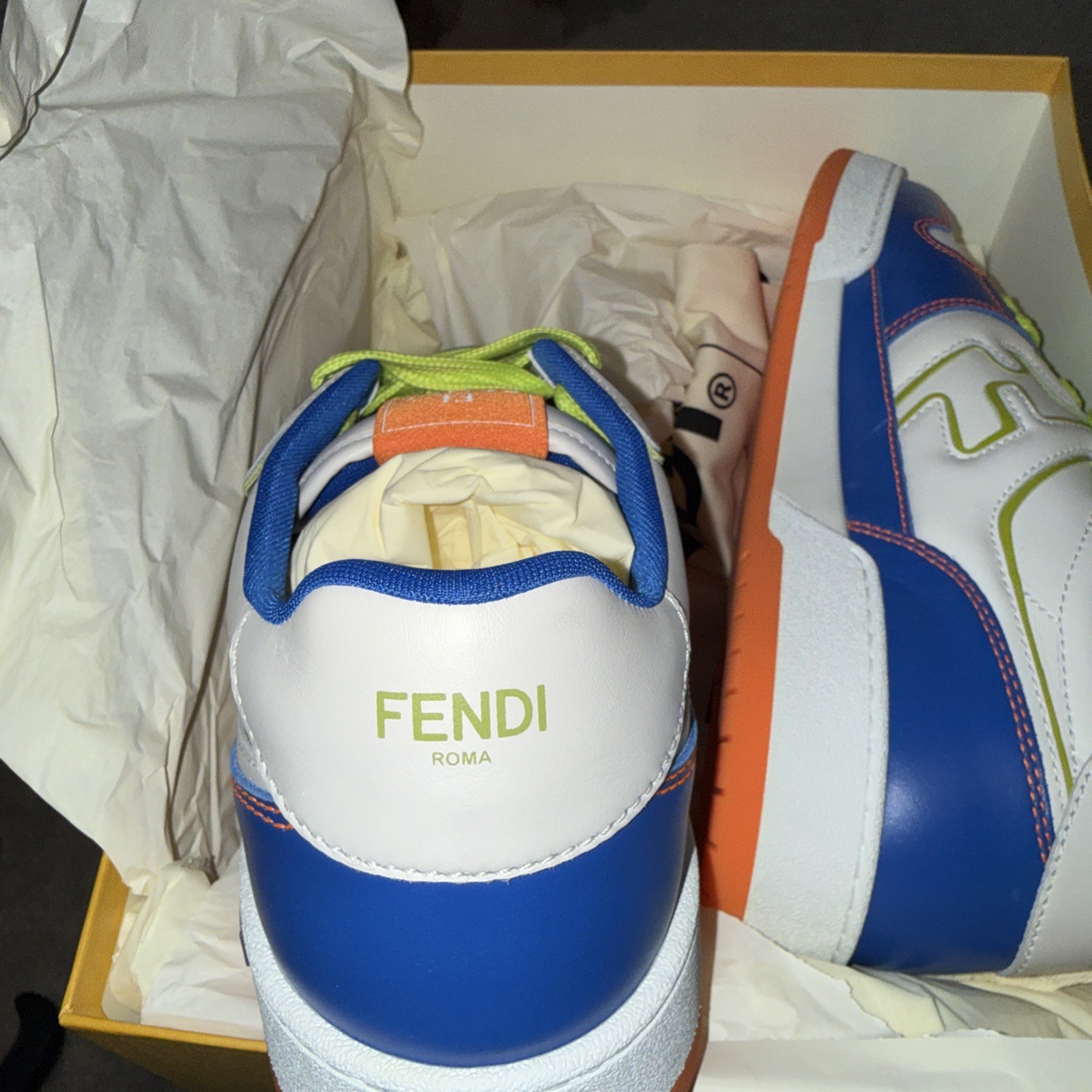 FENDI Match FF Men’s Leather Logo Fashion Ace Sneakers UK 9 – US 10