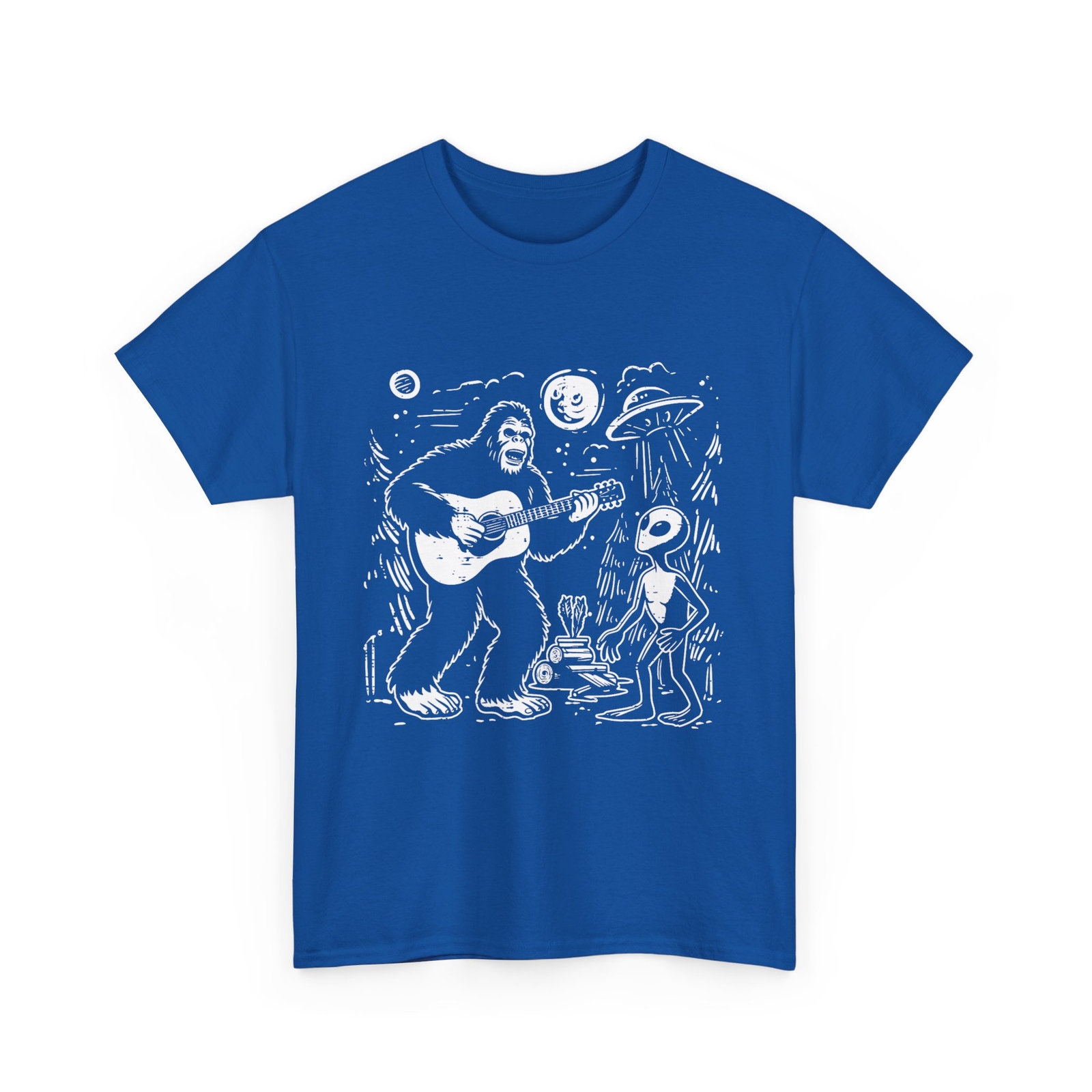 Alien Bigfoot Guitar Shirt, UFO Sasquatch Rock Men Women T-Shirt