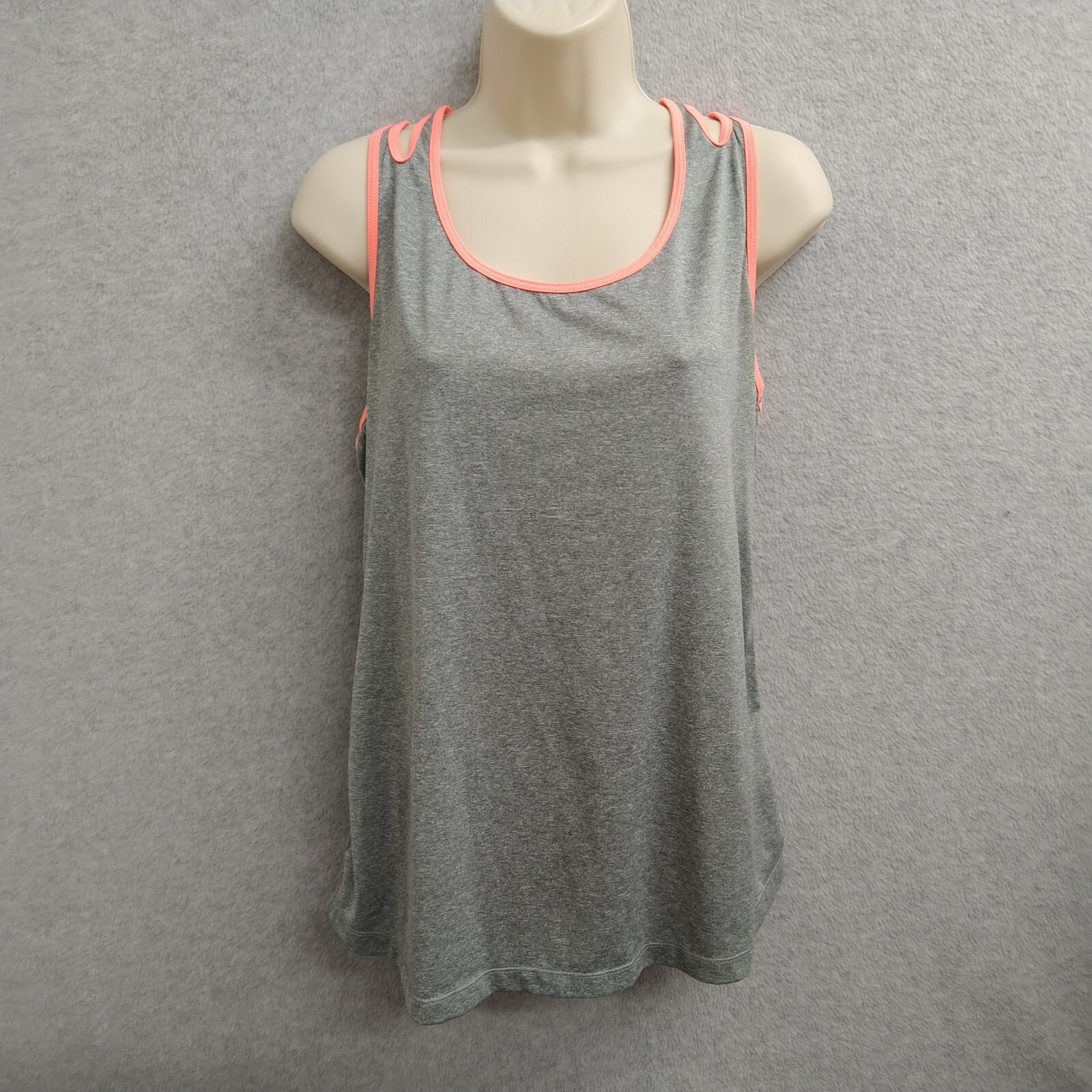 Danskin Now Womens Top Workout Shirt Size Lagre Gray Red Sleeveless Gym Active