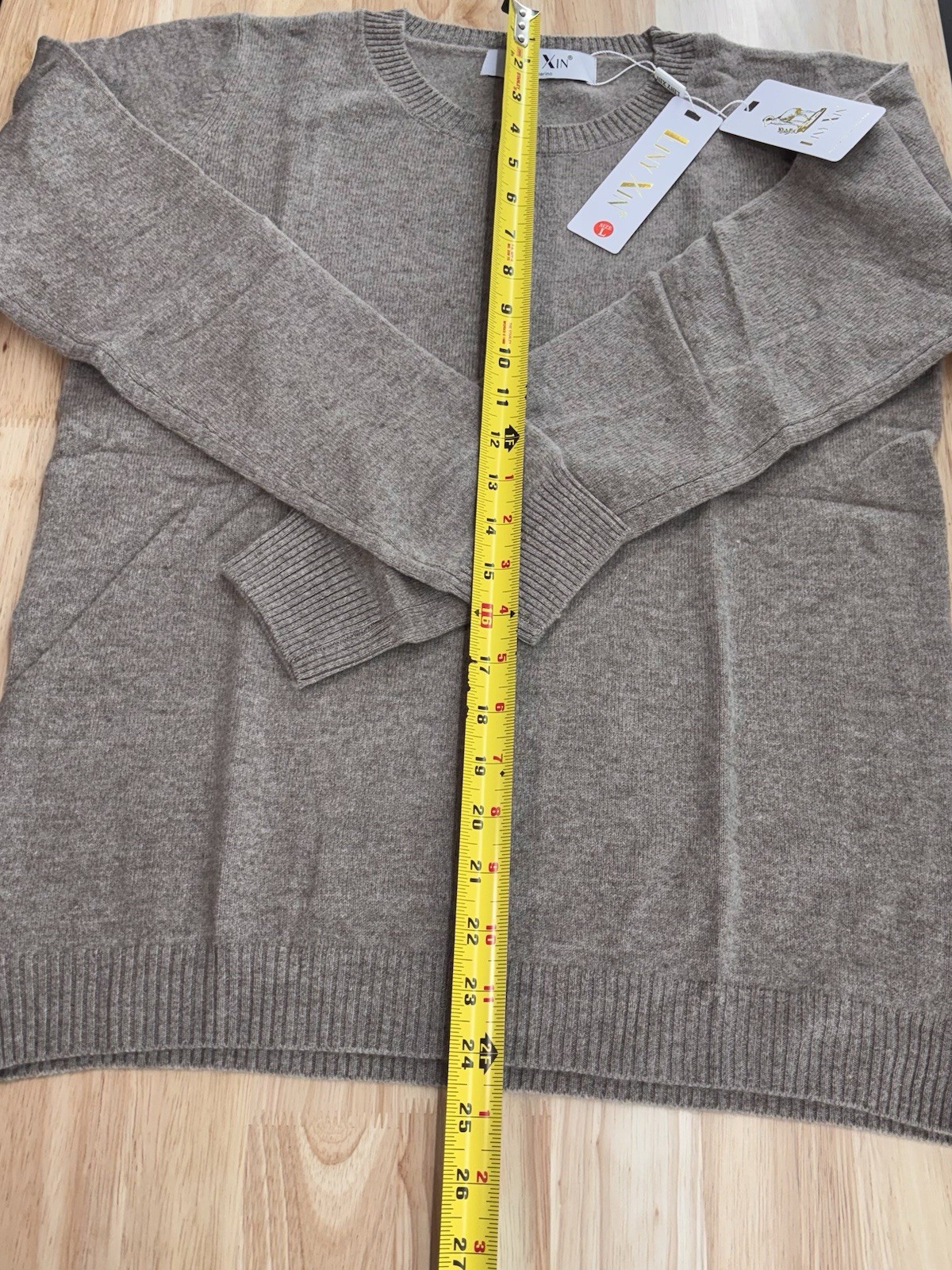 Liny Xin Mocha Superfine Merino Wool Sweater, Super Soft Size L, Pullover