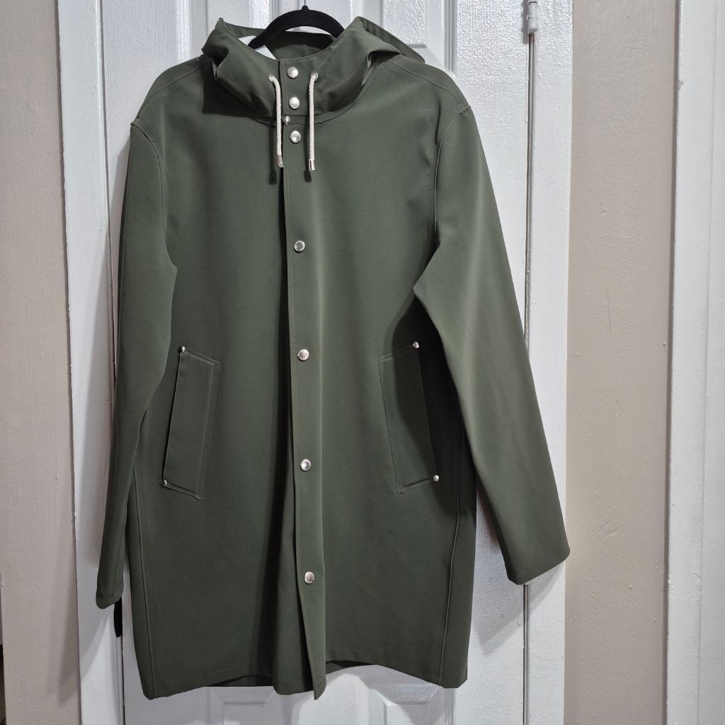 Stutterheim Stockholm Suede Green Raincoat M