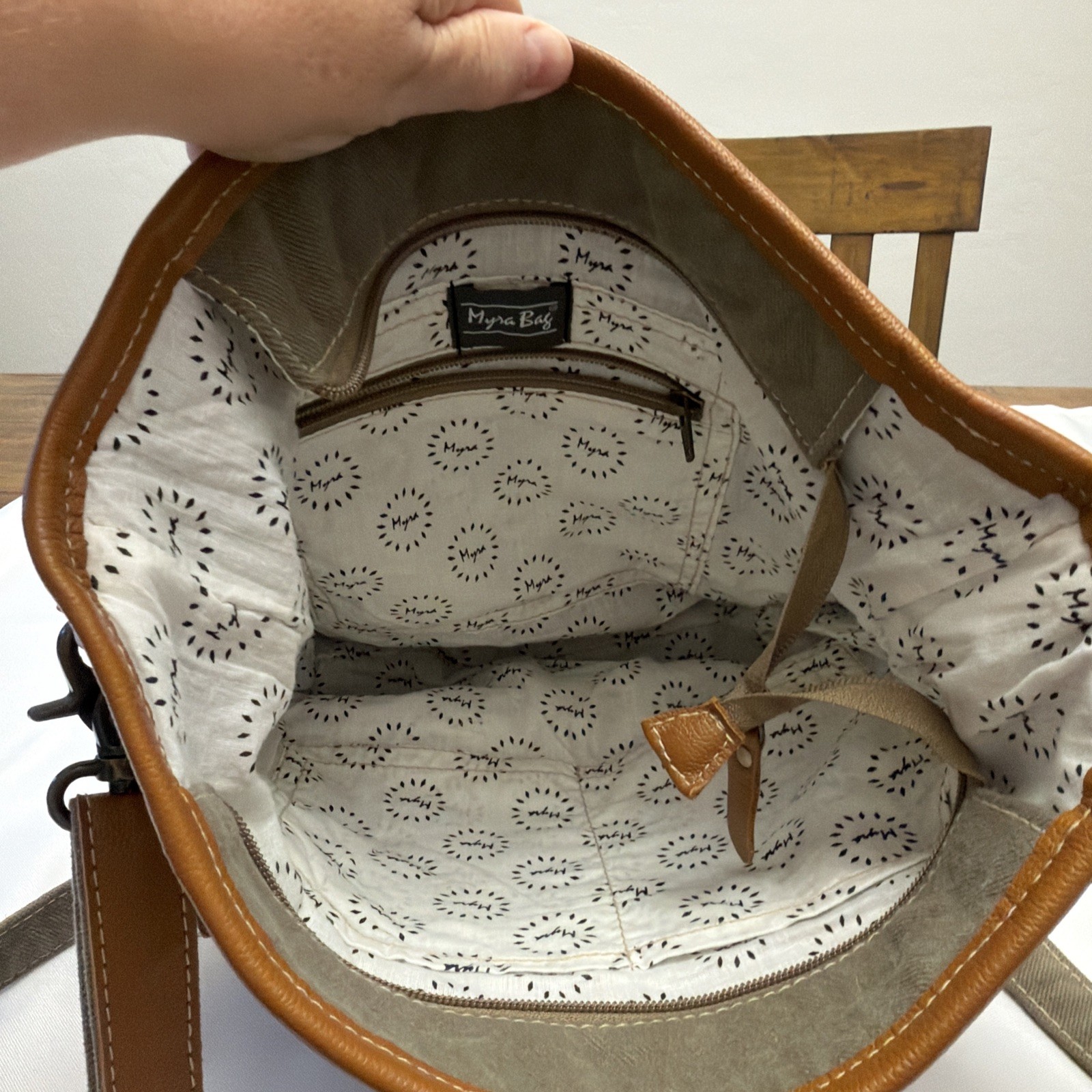 Myra Crossbody Bag Tapestry Canvas Fur & Leather Trim Boho Hippie