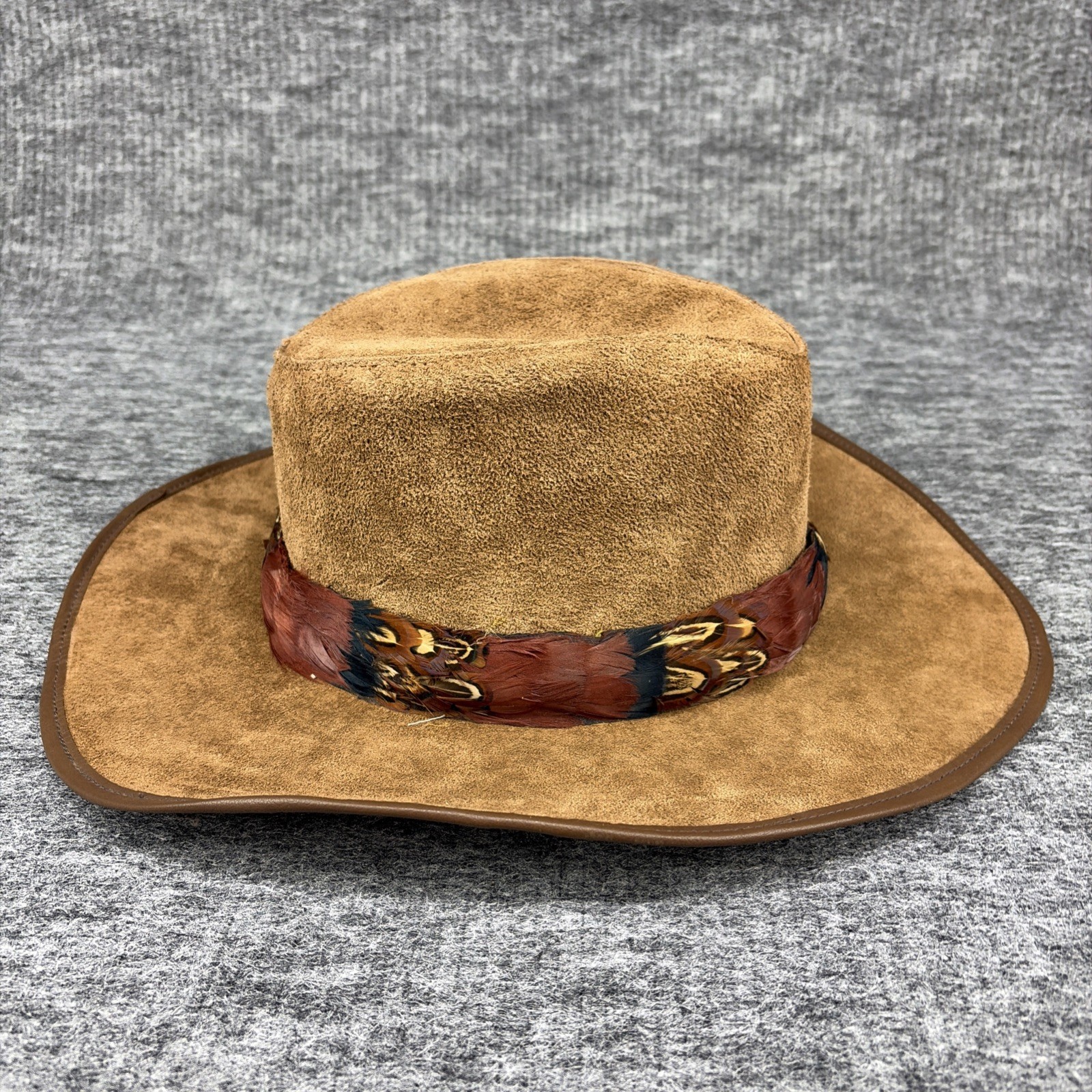 Winfield Cover Co. Cowboy Hat – Brown Suede & Feather Headband – Size 46 XLarge