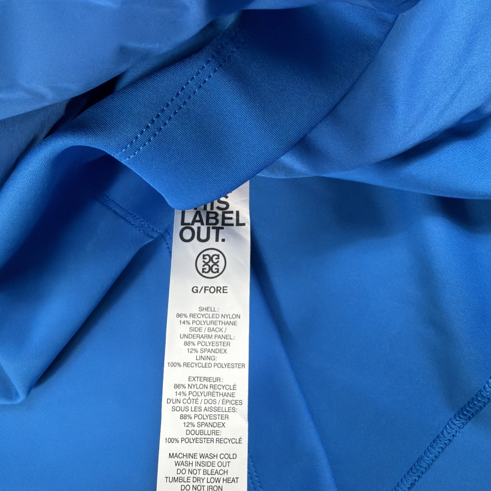 G/Fore G4 Golf Jacket Sleeve Logo Large Racer Blue Nylon Polyurethane MSRP $360