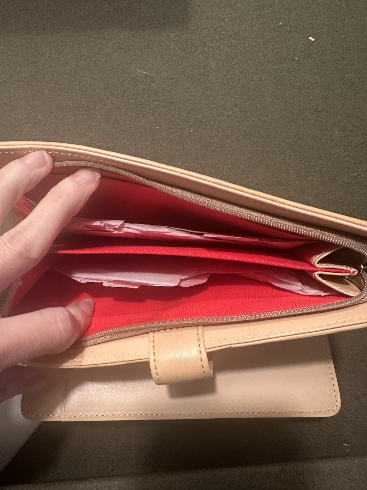 Dooney and Bourke crossword vintage Cherry red Zip-Around Checkbook Wallet Y2K