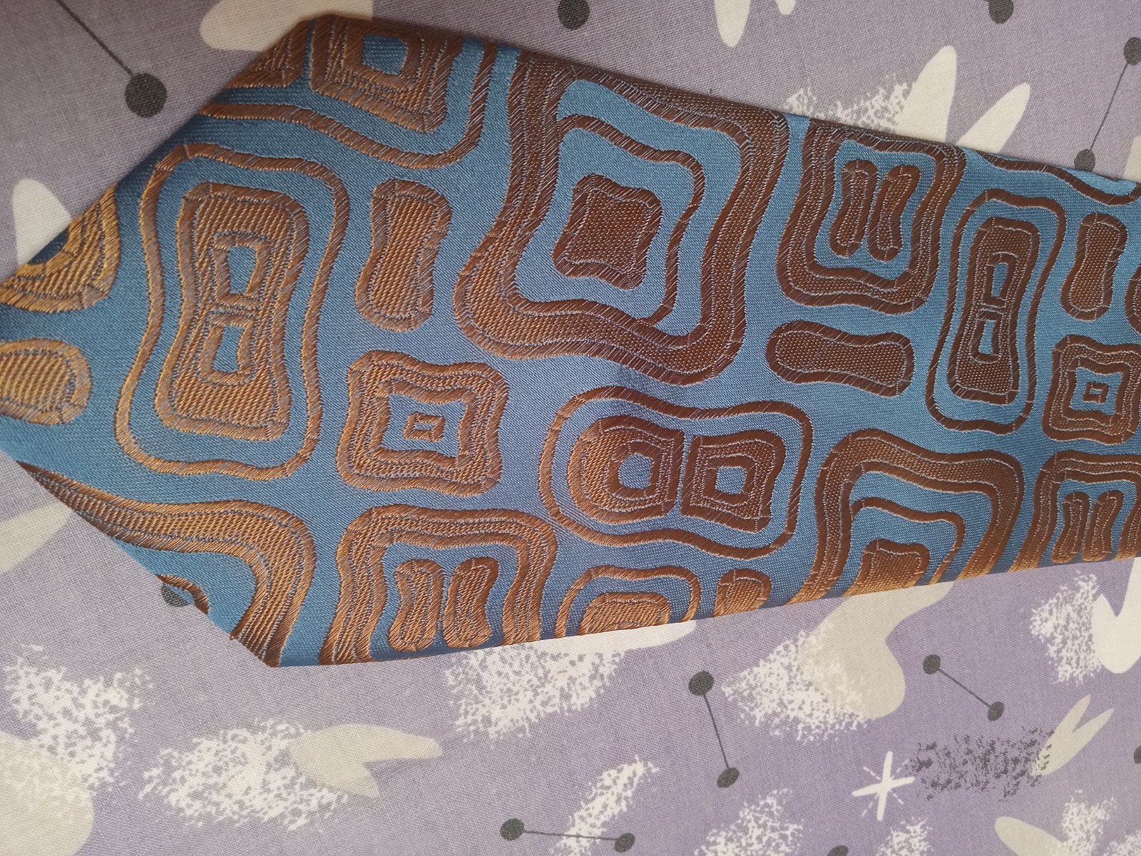 Vintage Tie Mod MCM Towncraft Plus Penneys Trevira Abstract Neck Tie Blue Brown