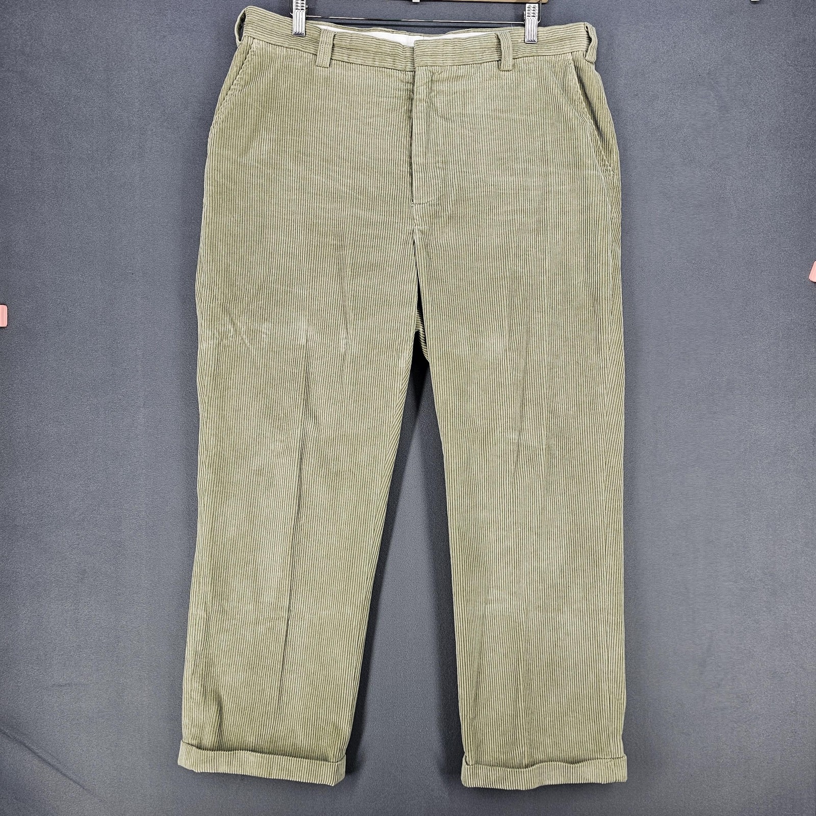Orvis Corduroy Chino Pants Mens 38×29 Green Flat Front Classic Fit Hong Kong