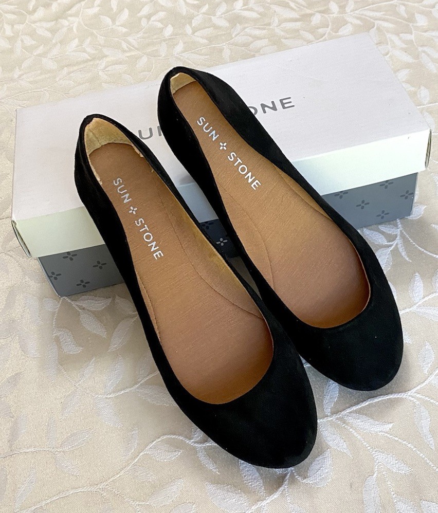 Sun+Stone Ballet Flats Womens Size 5 Solid Black Business Casual NEW NIB Shoes
