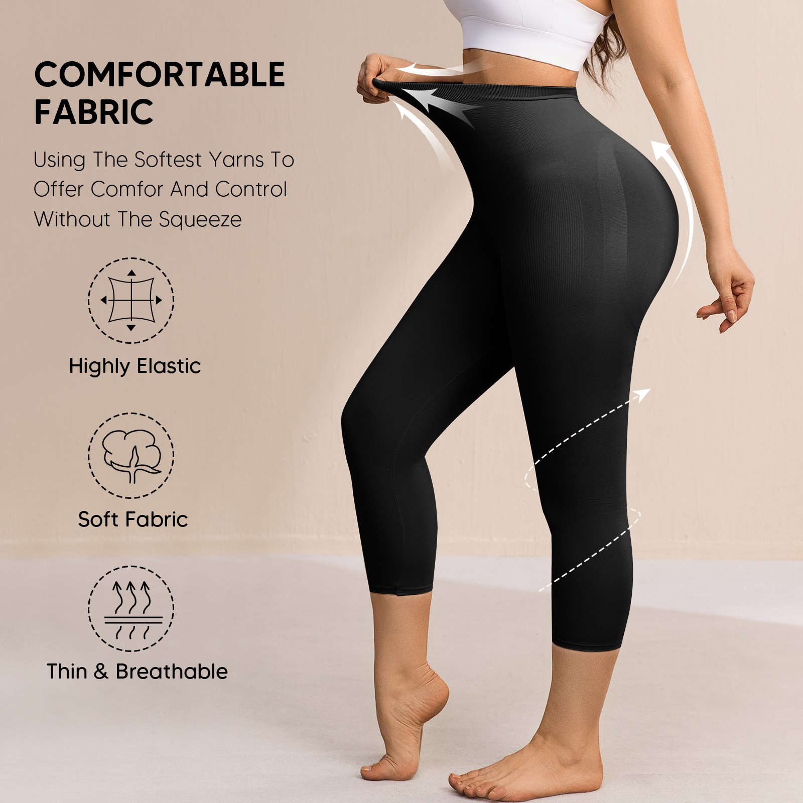 Plus Size Women Anti Cellulite Compression Leggings Leg Shaper High Waist Capris