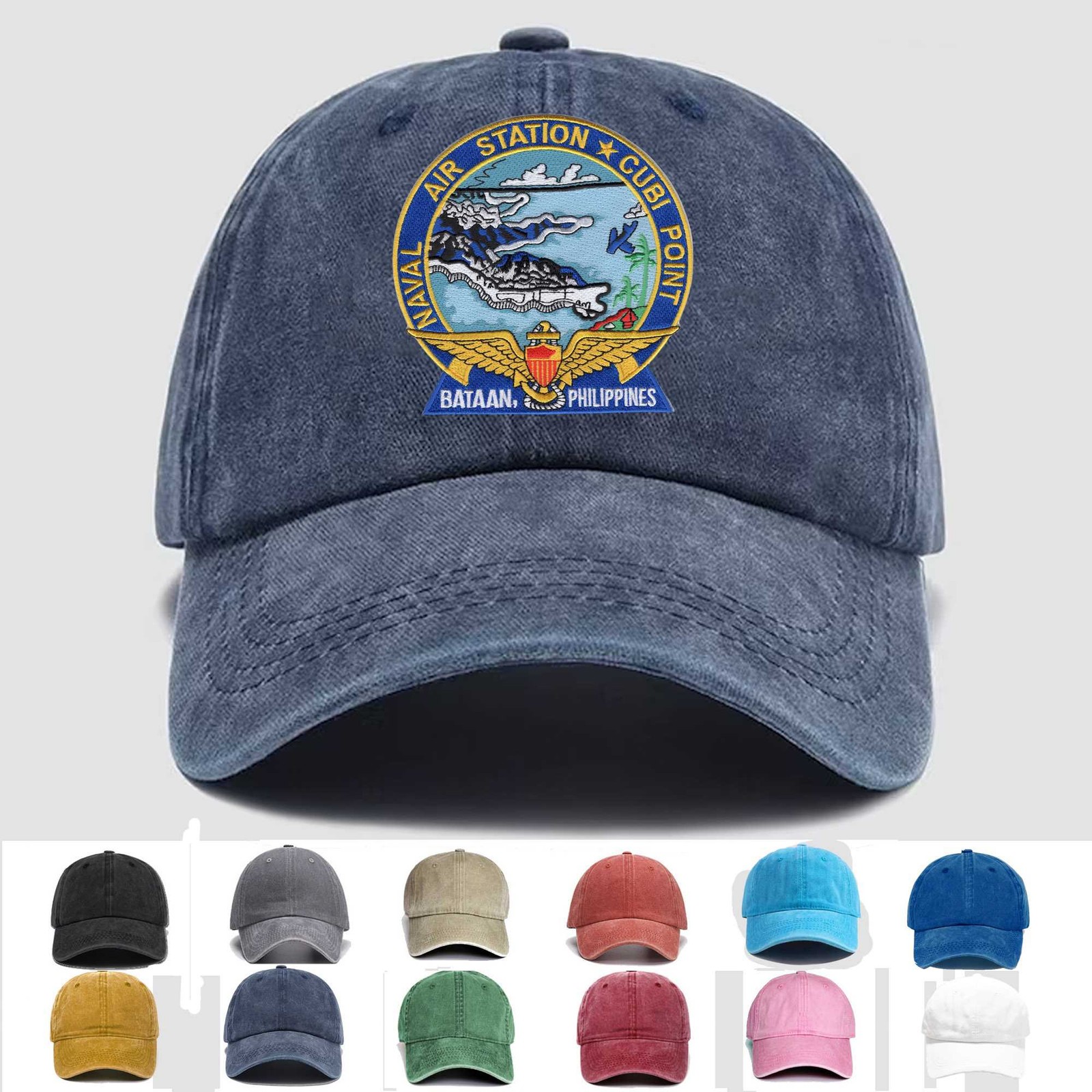 Custom Embroidered Hat Naval Air Station Cubi Point Bataan Philippines, Gift