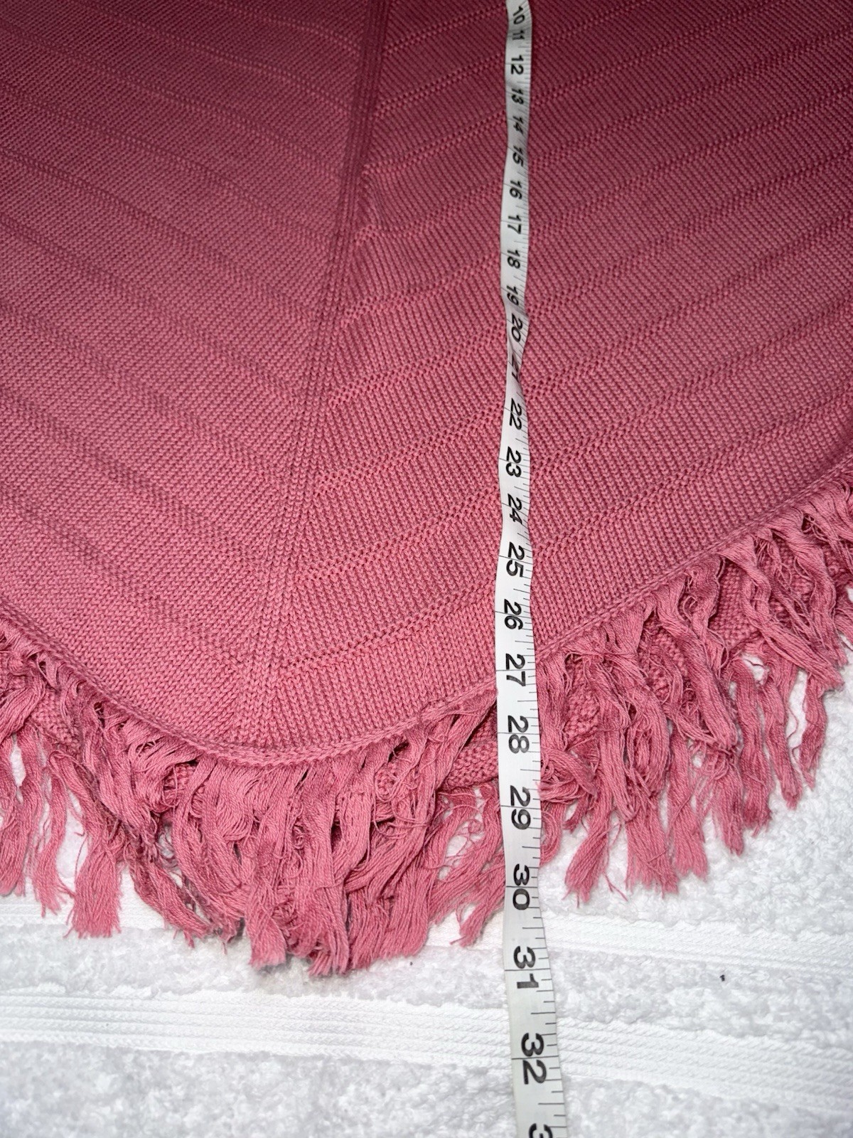 Jeanne Pierre LARGE Poncho Pullover Cotton Cape Cowgirl Textured Pink Fringe