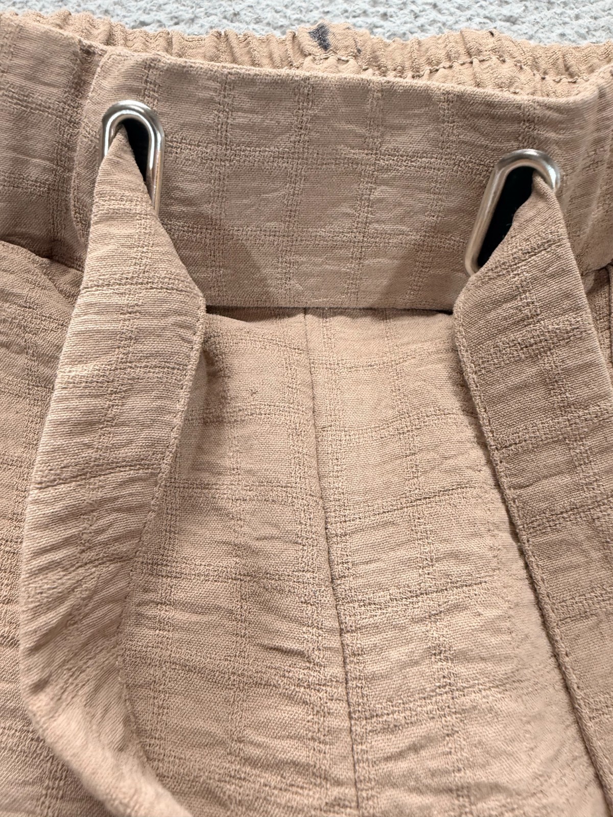 Love Scarlet Womens Elastic Waistband Belted Wide Leg Trouser Pants Tan Size M
