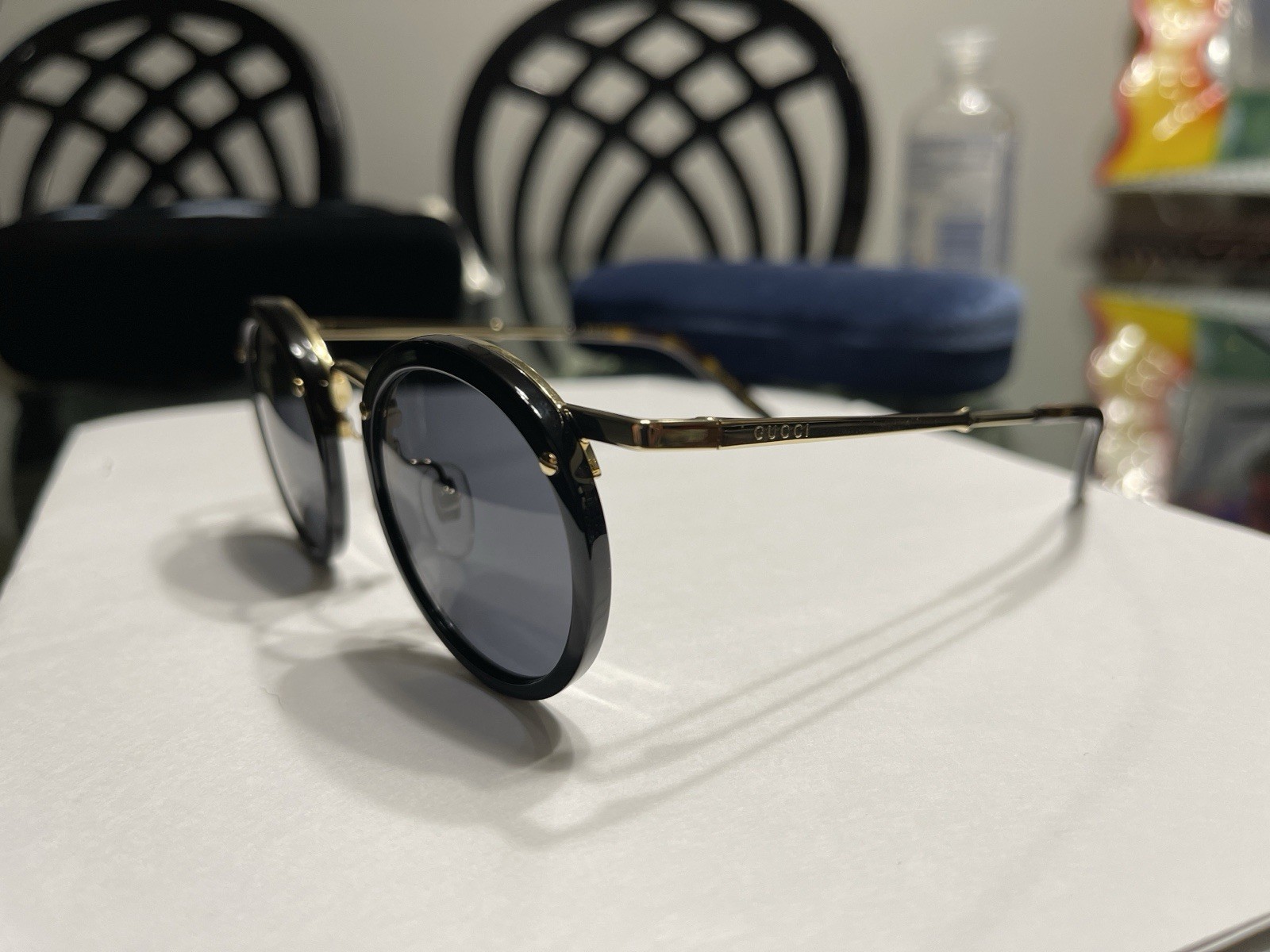 Gucci GG0674S 001 Men’s Round Sunglasses Black Frame Gray Tinted Lenses