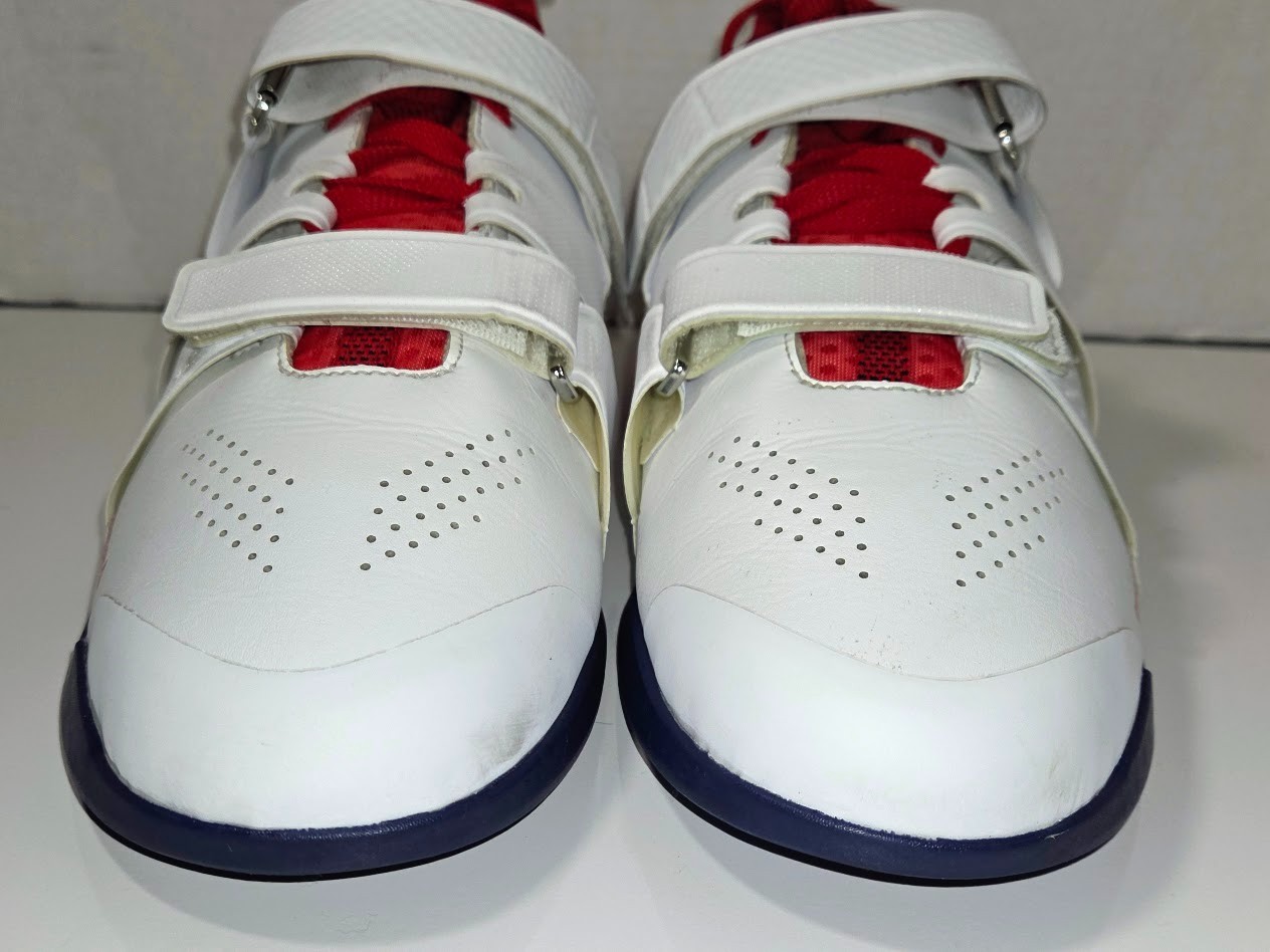 Reebok Legacy Lifter Powerlifting 22MM Shoes Men 12 White/Olympic Red Weightlift