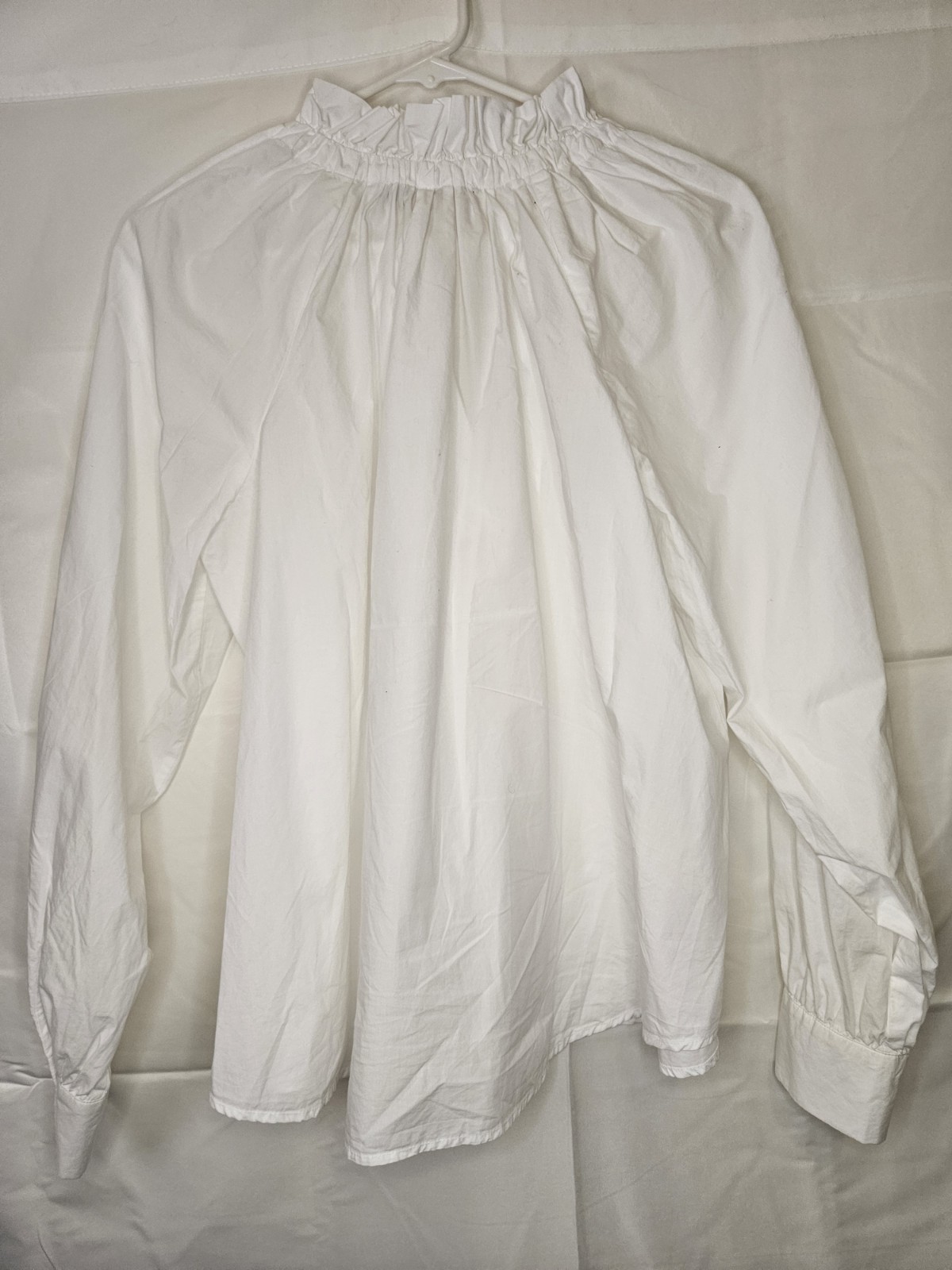 LOFT White Ruffle Tie-Neck Long Sleeve Blouse