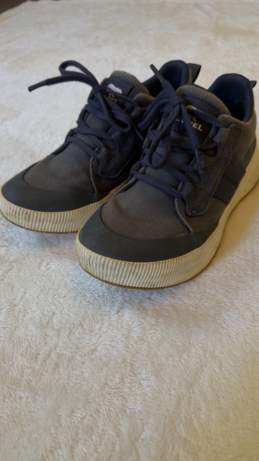 SOREL canvas Blue/Gray distressed casual workwear sneakers lace up shoes 8.5