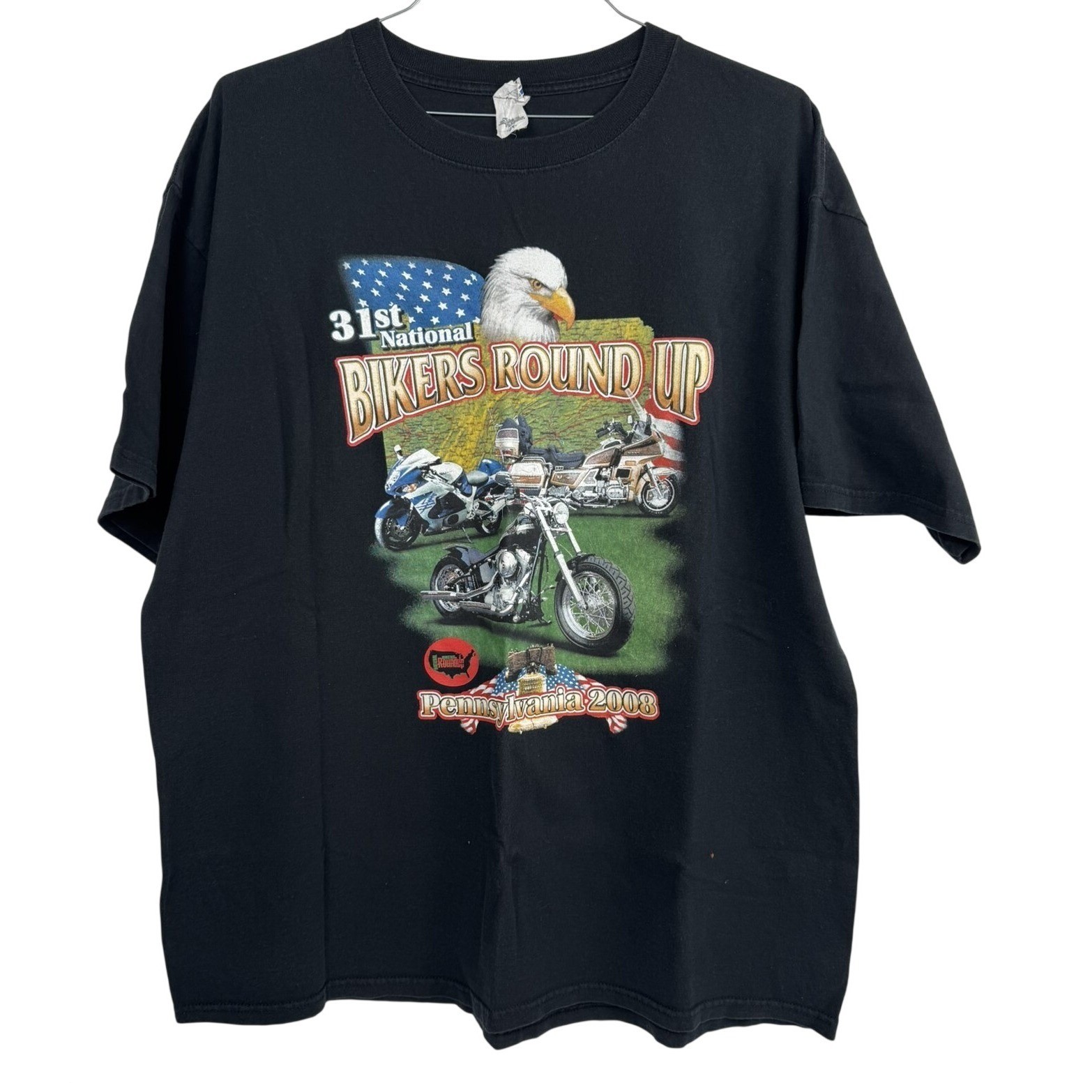2008 National Bikers Round Up Pennsylvania Black Eagle Graphic B.H. 2XL