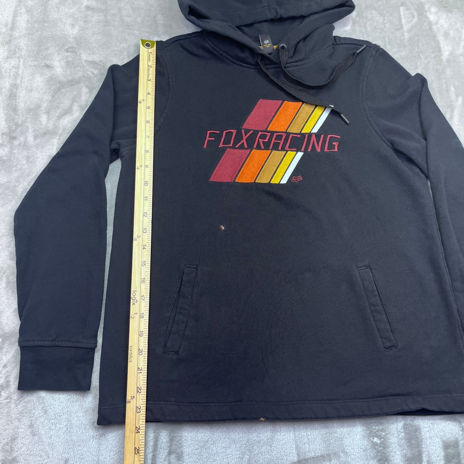 FOX Racing Hoodie Pullover Sweatshirt Black Striped Graphic Mens/Women Sz M