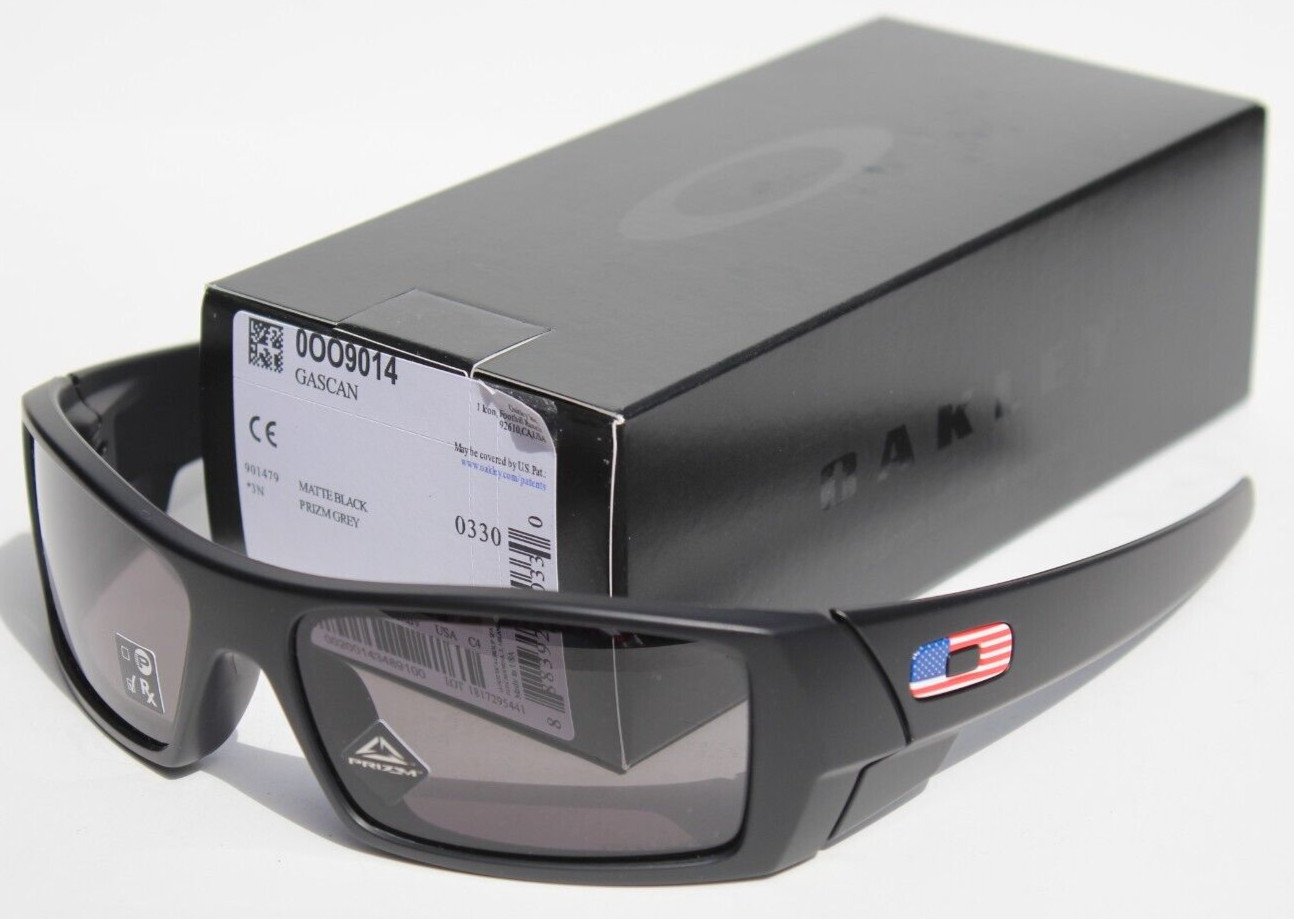 OAKLEY Gascan Sunglasses Matte Black/Prizm Grey SI USA FLAG RARE NEW OO014-79