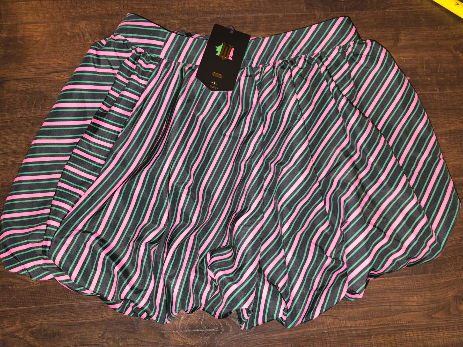 Adult Wicked Movie Striped Bubble Mini Skirt Green pink Size XXS XS S M L XL New