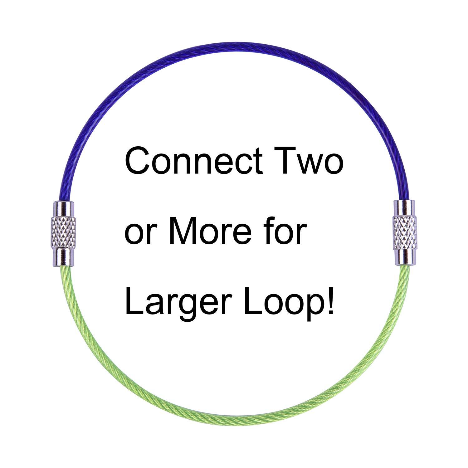 20 Pack 4.3 Inch Multicolor Stainless Steel Wire Ring Cable Loop Rings for Tags