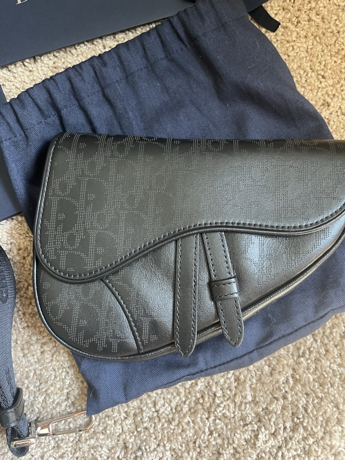 Dior Saddle Mini Galaxy Oblique Black Logo Pattern Men’s Crossbody Full Set