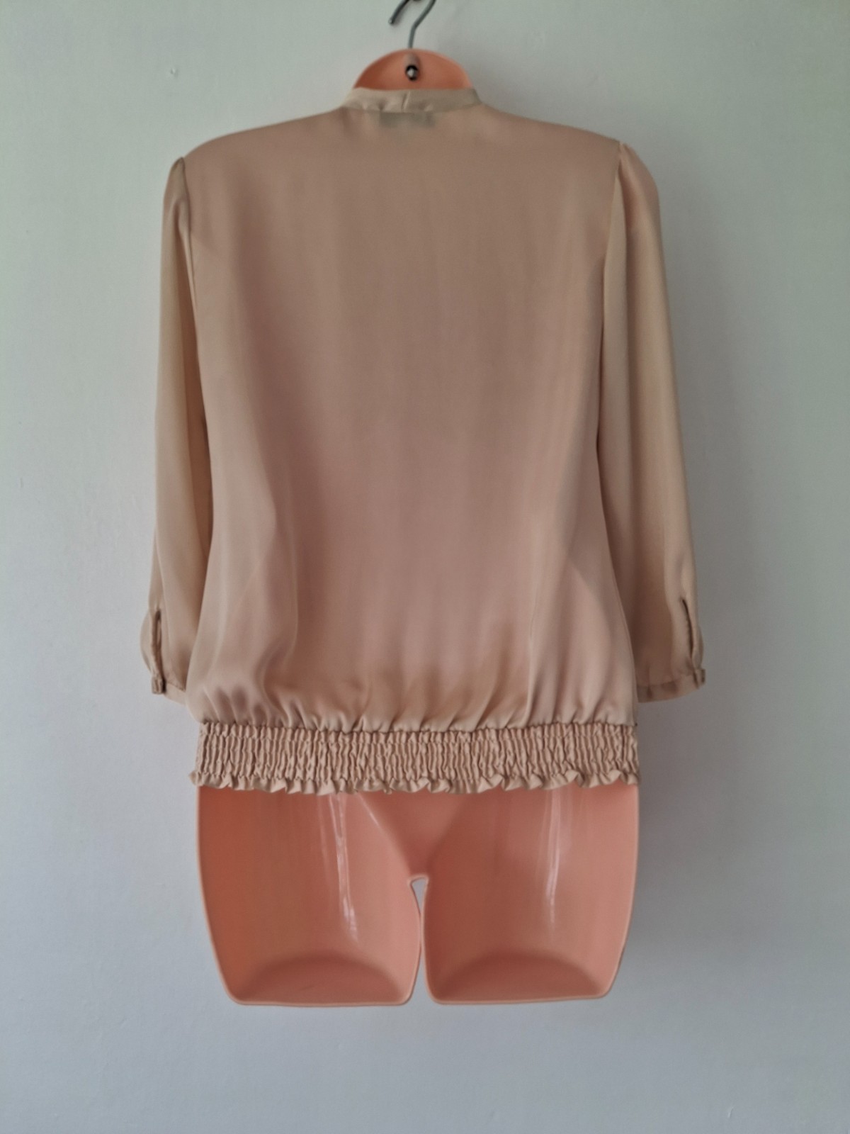 Debenhams Womens Gold Beige Blouse Size Uk 8 Petite Pussybow Bow Casual Workwear