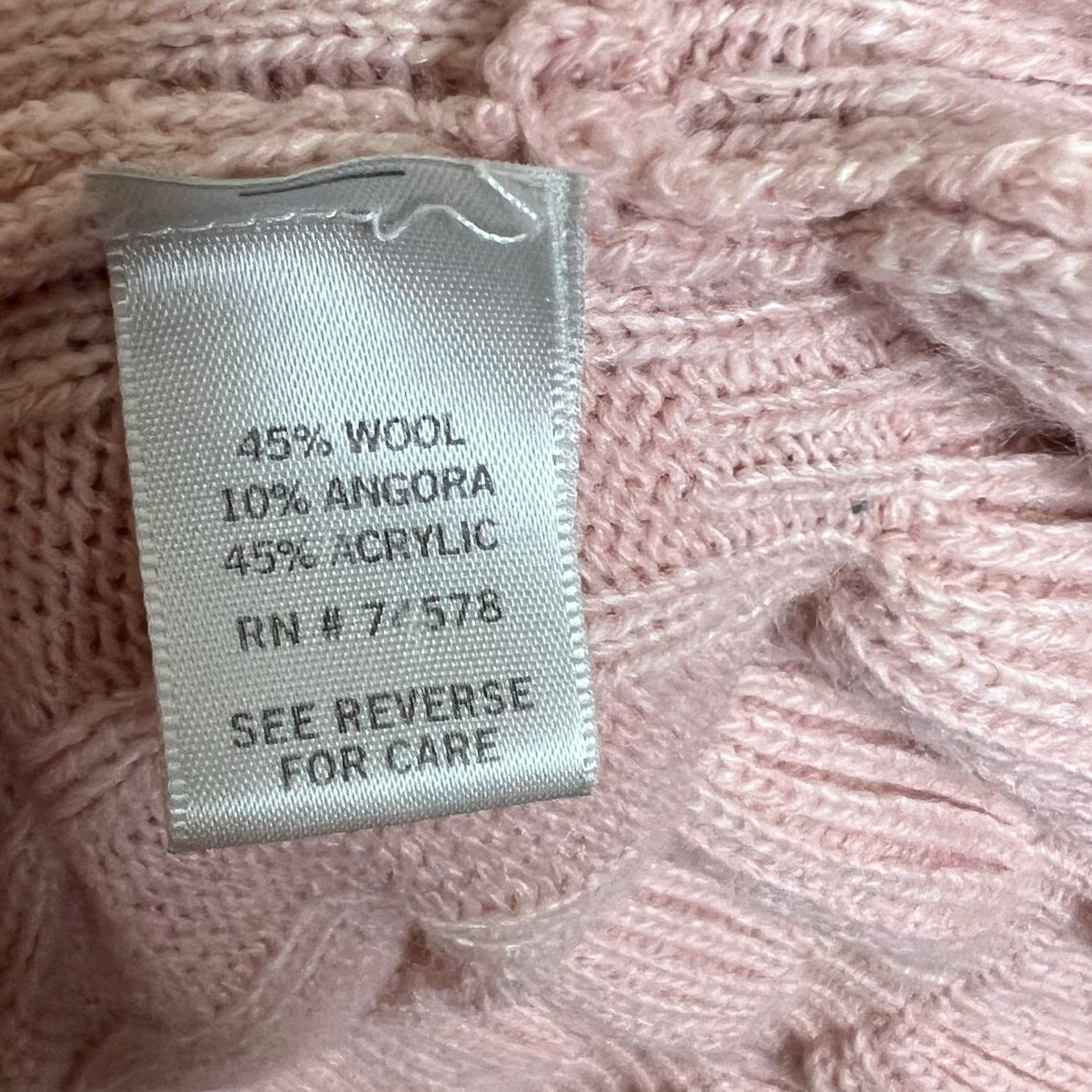 Cache Wool Blend Cardigan S/M Women Pink Angora Tie Front Ruffle Chunky Rib Knit