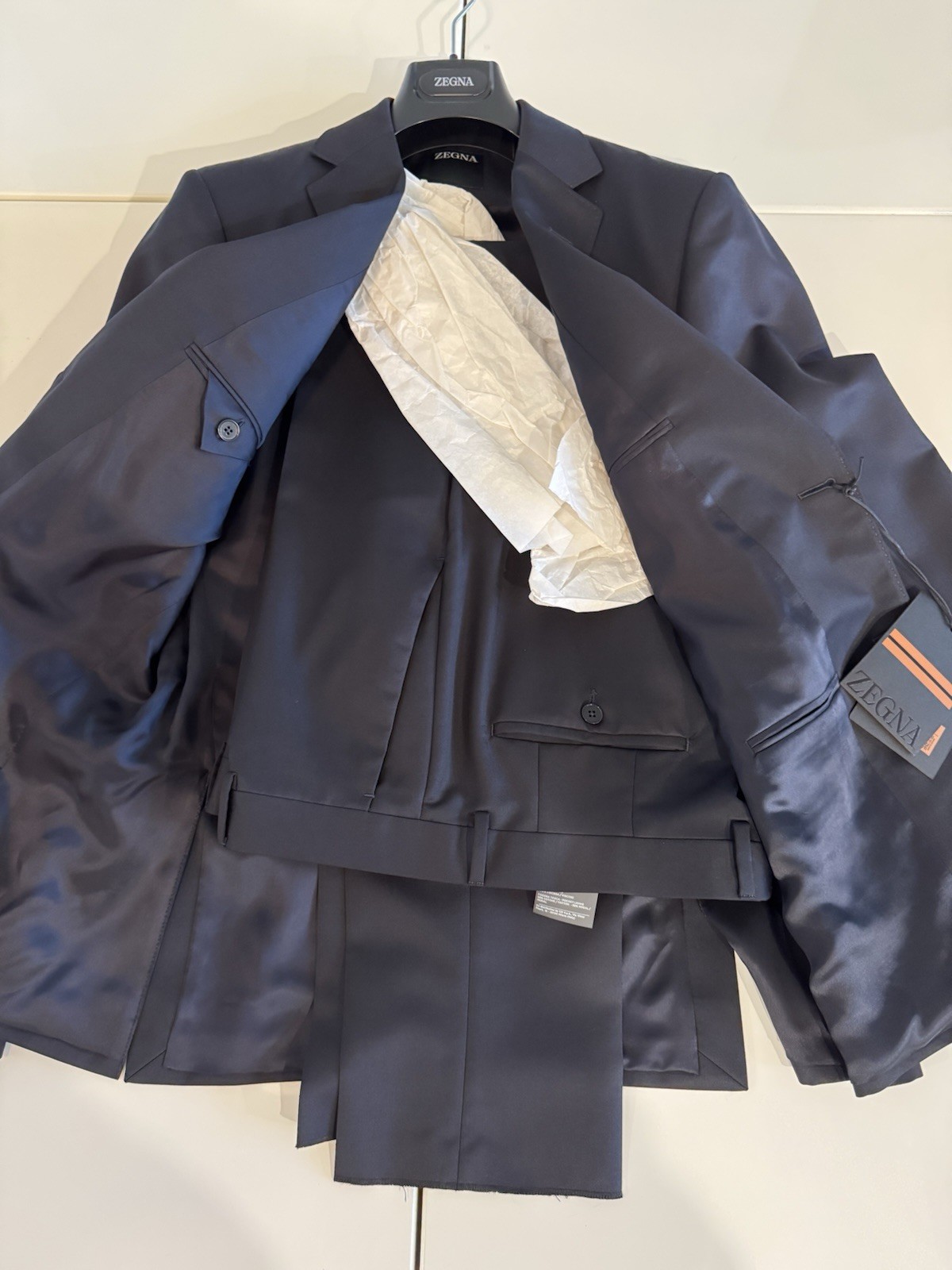 Zegna Drop 8 Slim Fit Midnight Blue Wool-Mohair 2-PC Suit IT52 Made In Italy