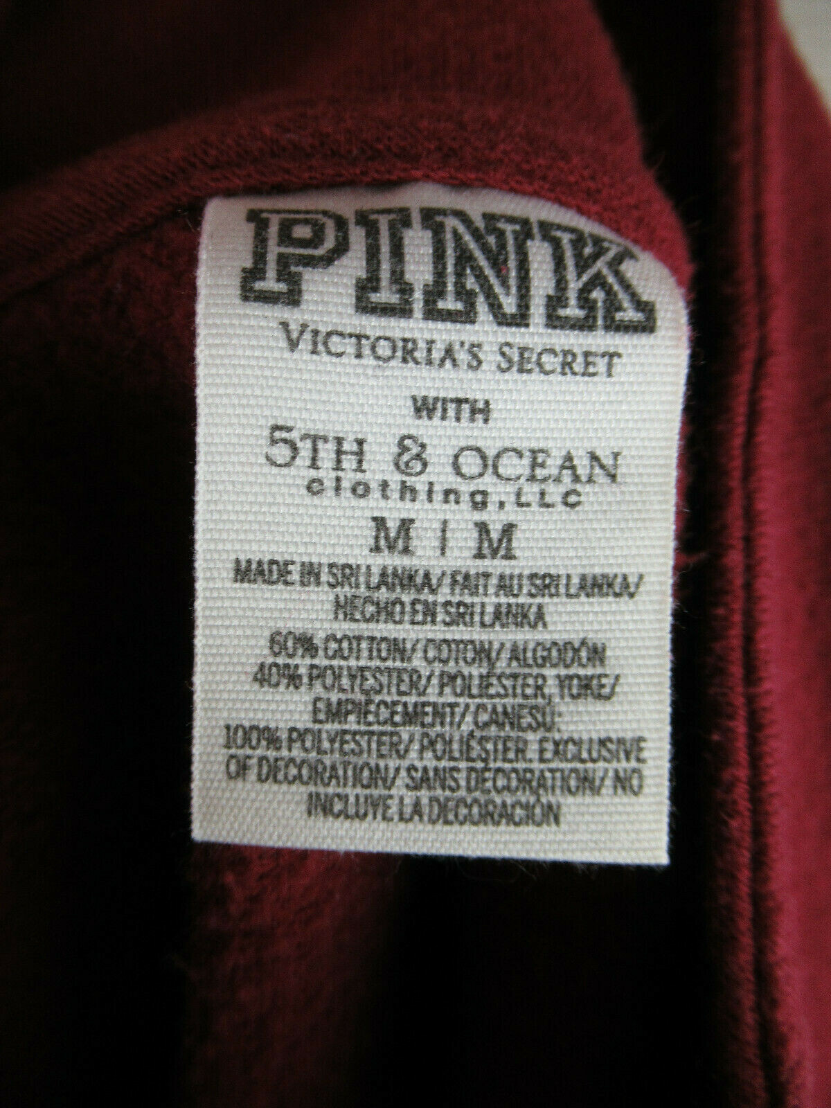VS Victorias Secret Pink UMass College Bling Sweatshirt Half Zip M Medium EUC