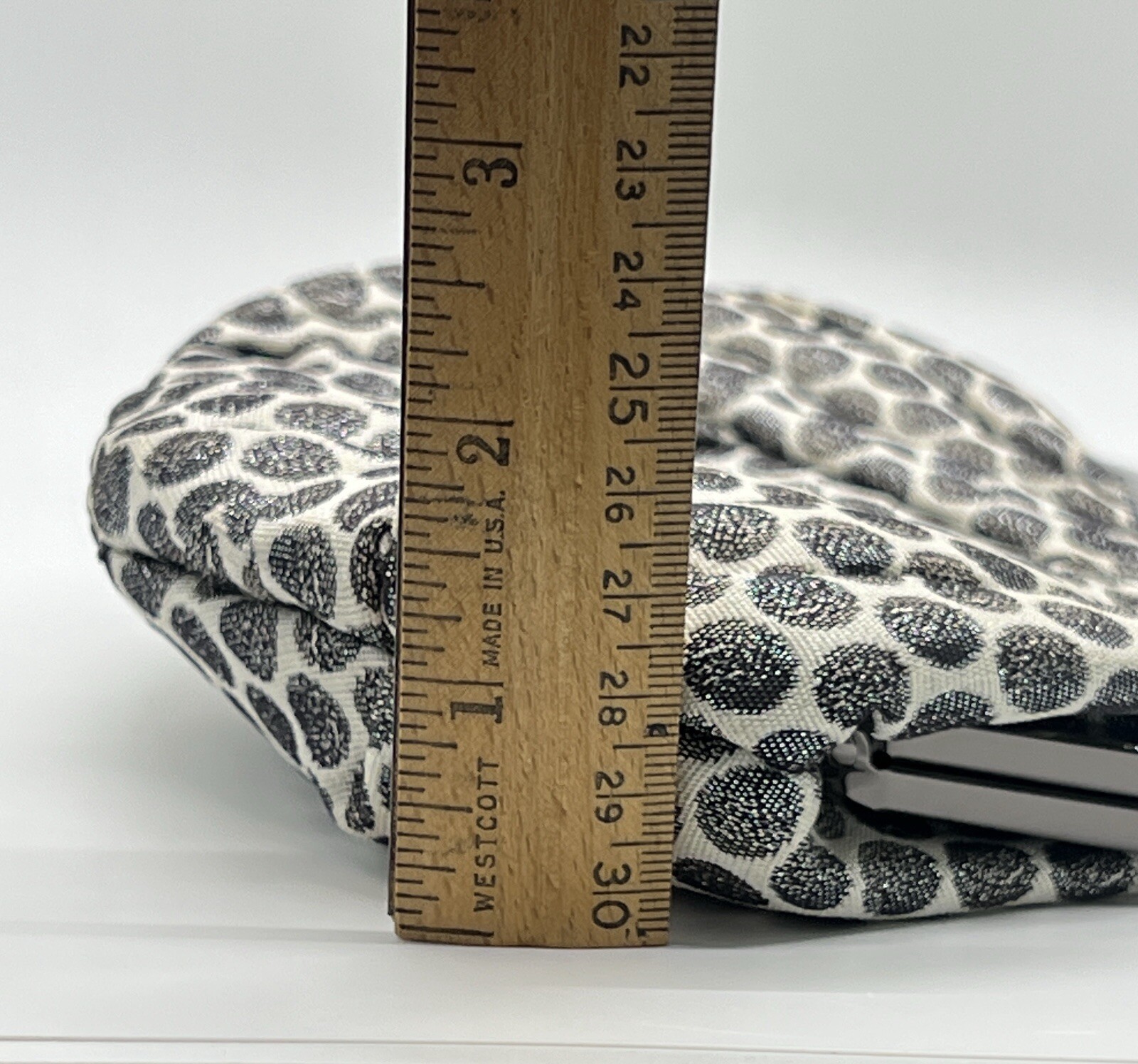 Kate Landry Evening Clutch Silver Metallic Polka Dots Silver Short Chain