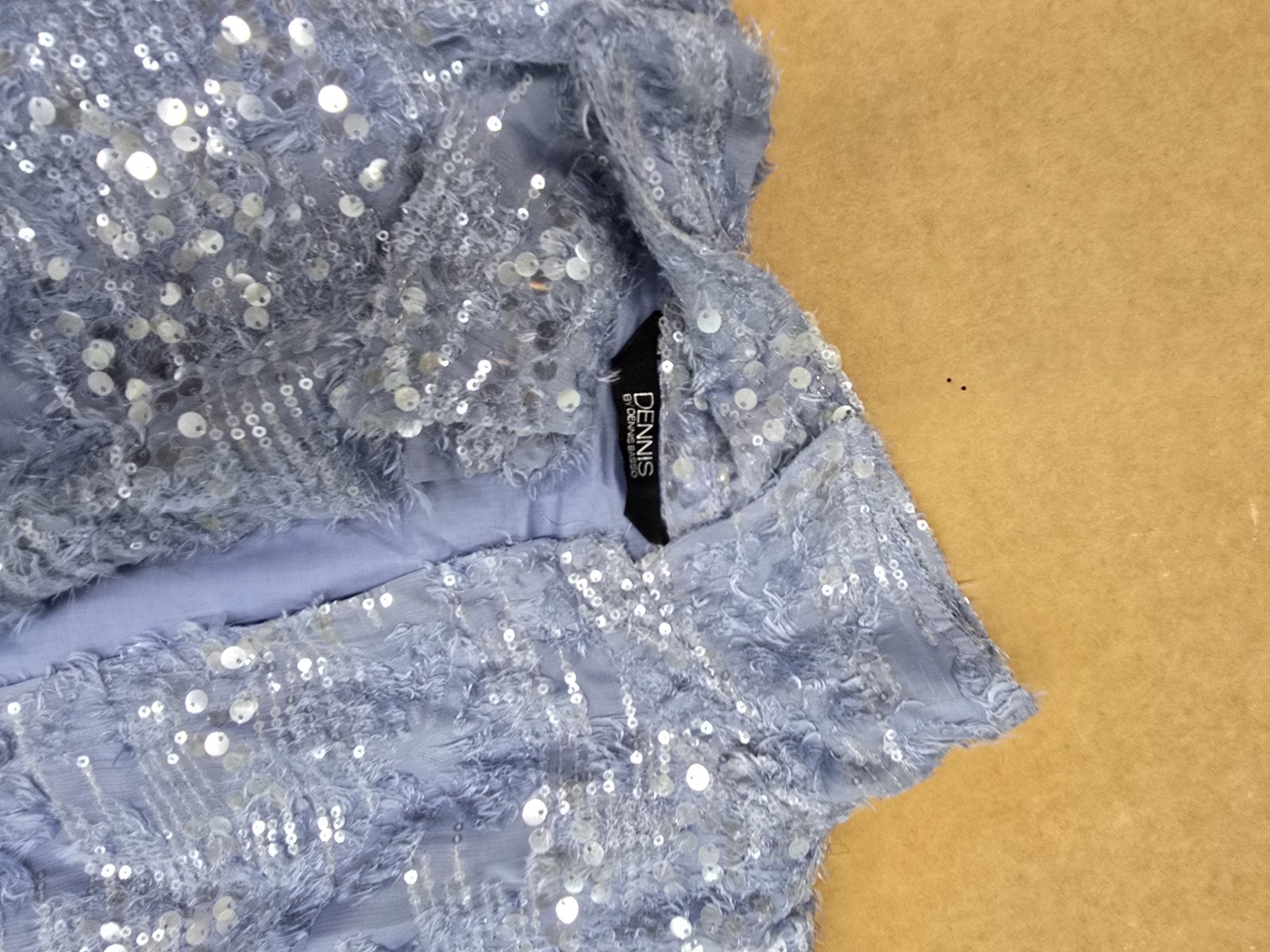 Dennis Basso Sequin Lace Collared Shirt Dress 3/4 Sleeve Belted Pockets PM