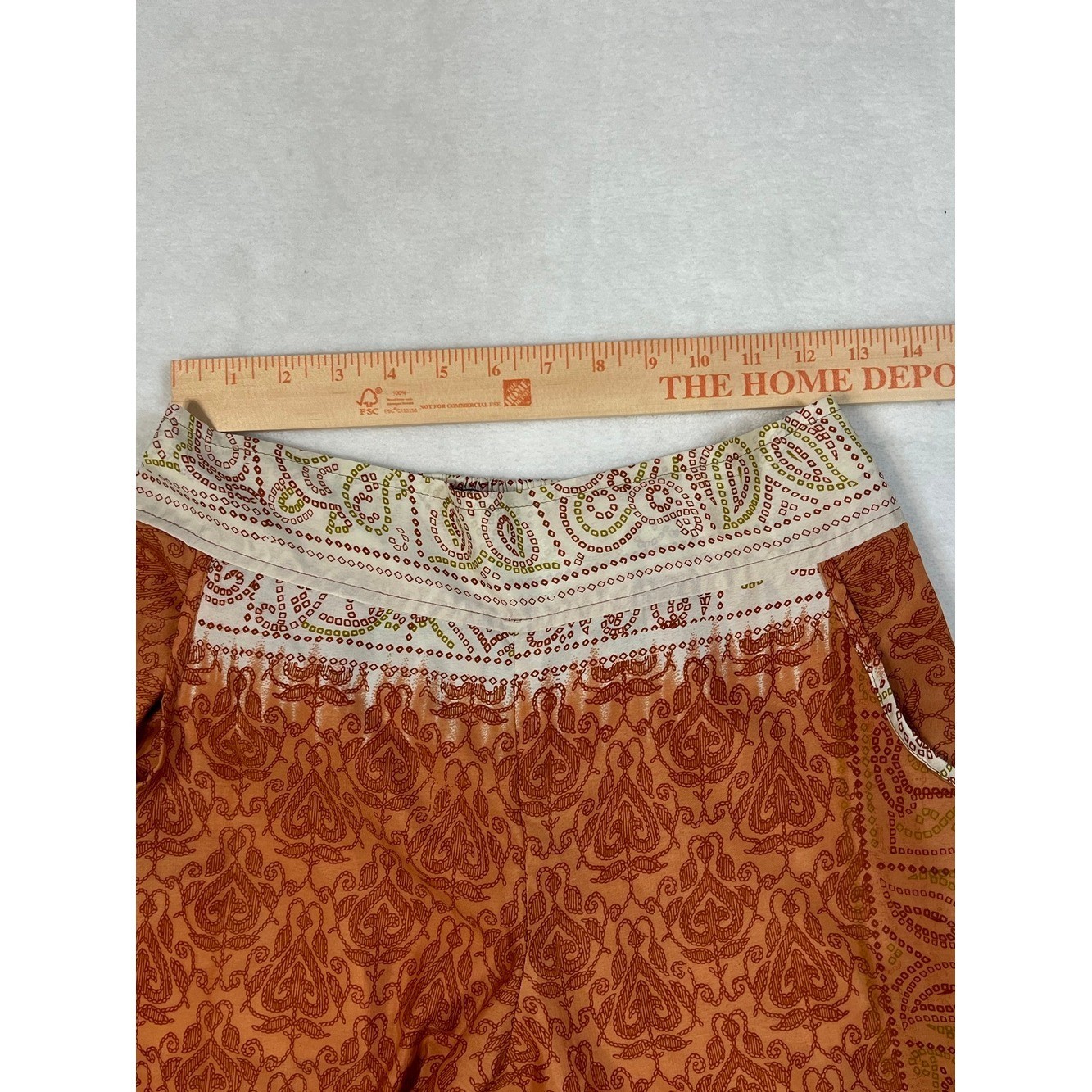 Source Unknown Rust Orange Patterned Track Pants with Cream Waistband