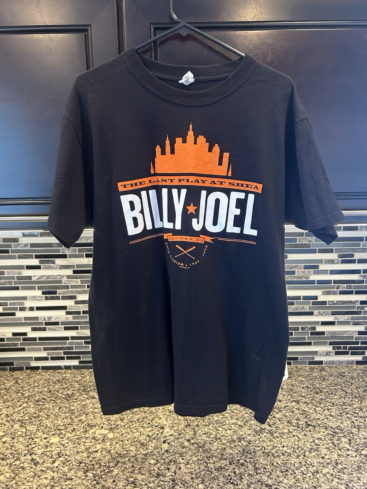 Billy Joel The Last Play At Shea 2008 T Shirt Adult Size Large Mets Black