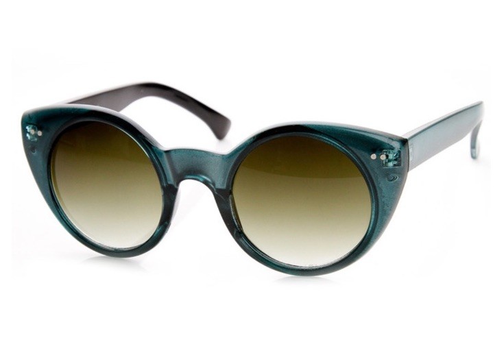 Stunning Blue Polycarbonate Lenses Round Cat Eyes Sunglasses Rare