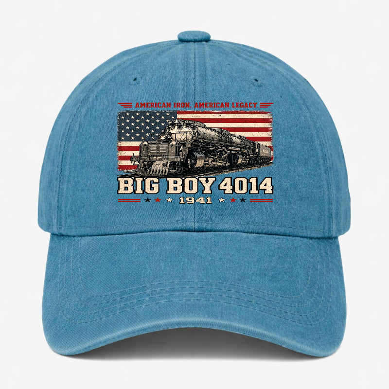 Big Boy 4014 Railroad Dad Hat Vintage Train Lover Adjustable Washed Baseball Cap