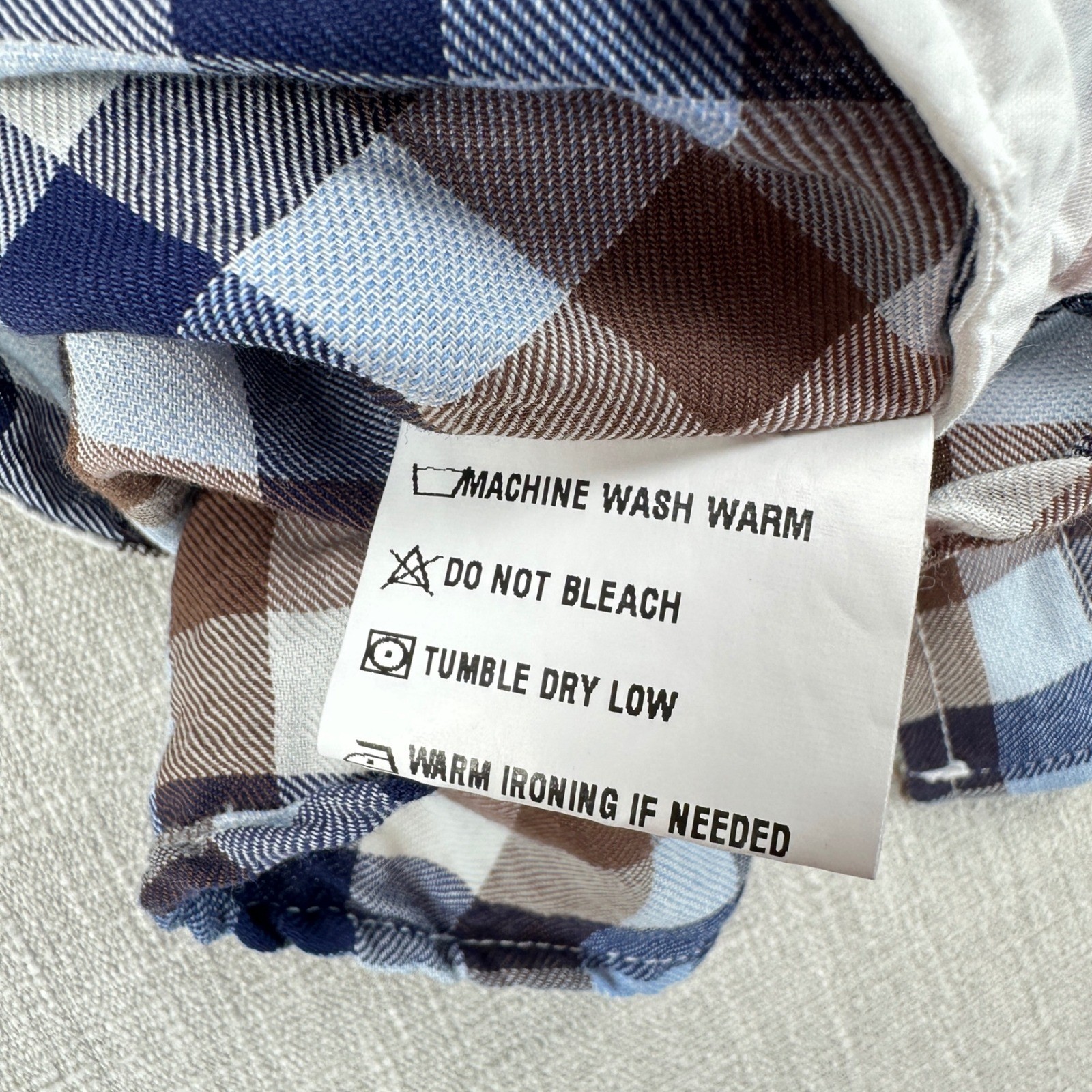 Haspel New Orleans Button Down Shirt Mens Small Blue Brown Gingham Plaid Cotton